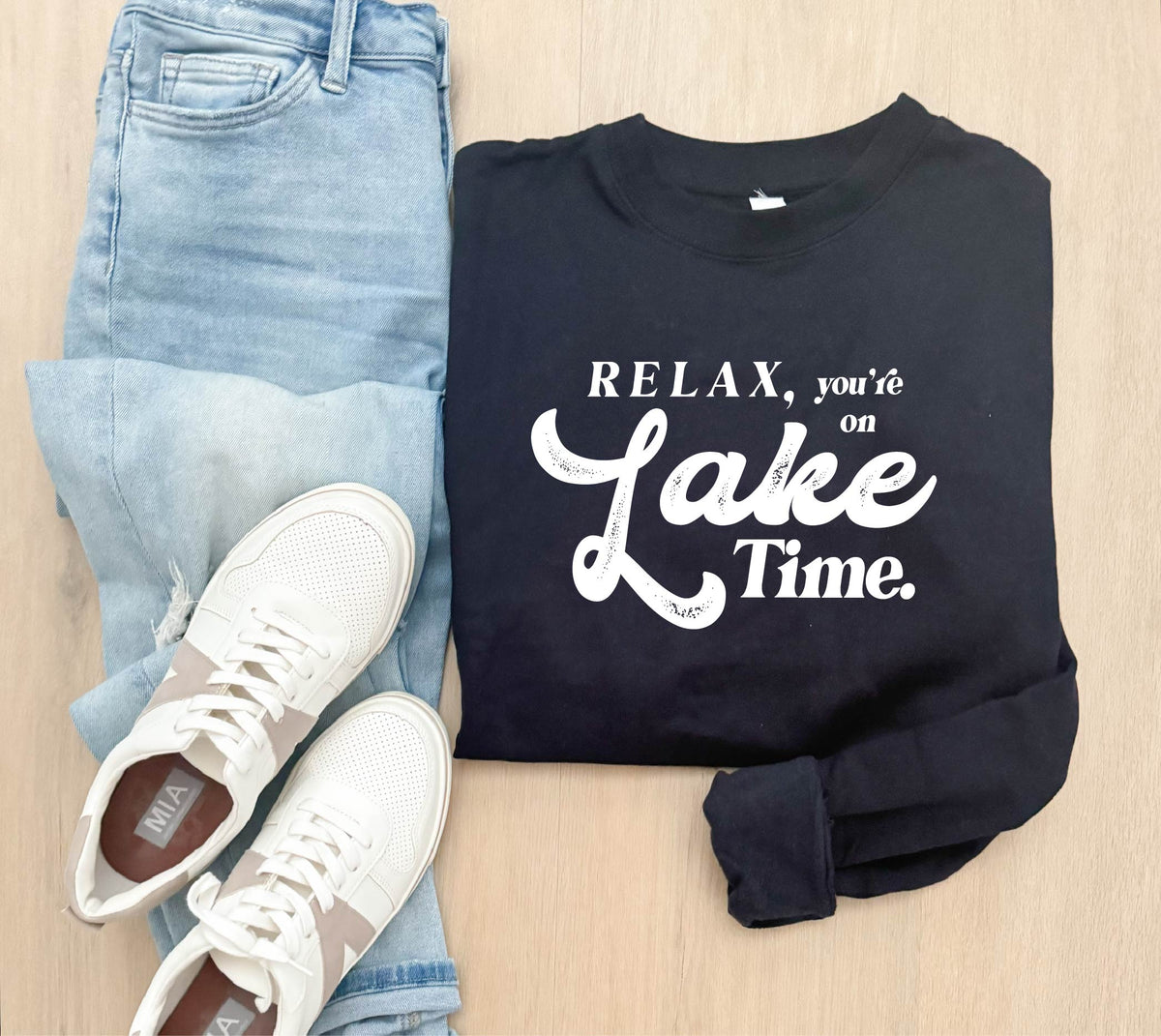 Relax you're on lake time sweatshirt vacy, lake Lane Seven 