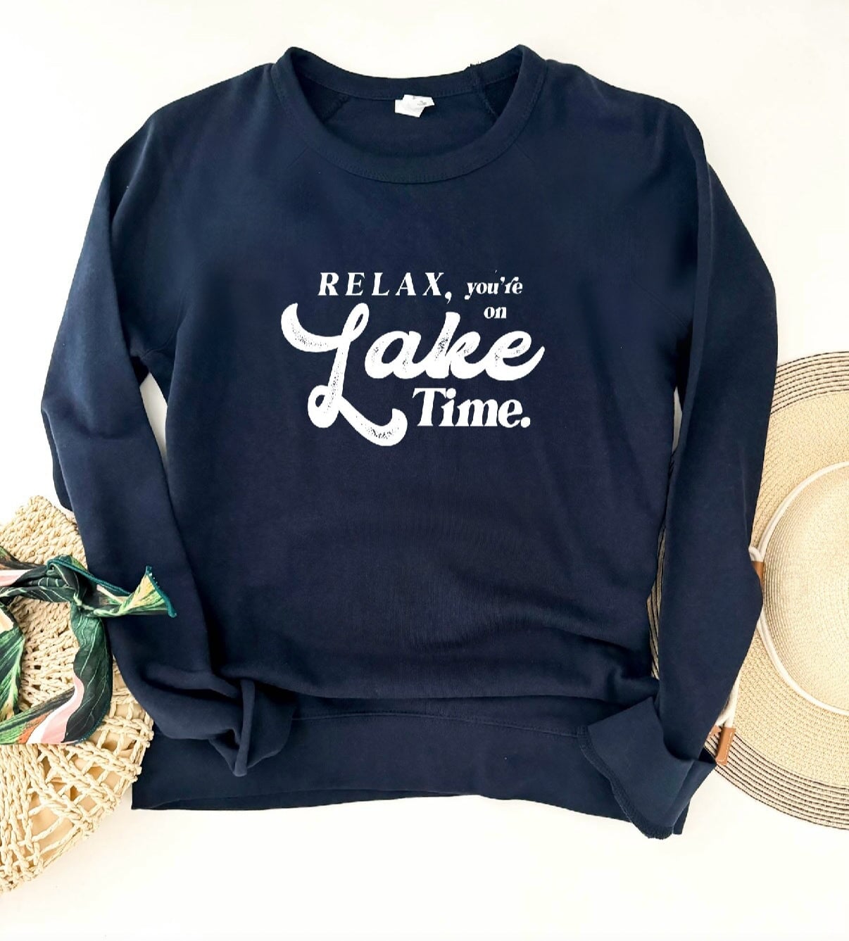 Relax you're on lake time sweatshirt vacy, lake Lane Seven 