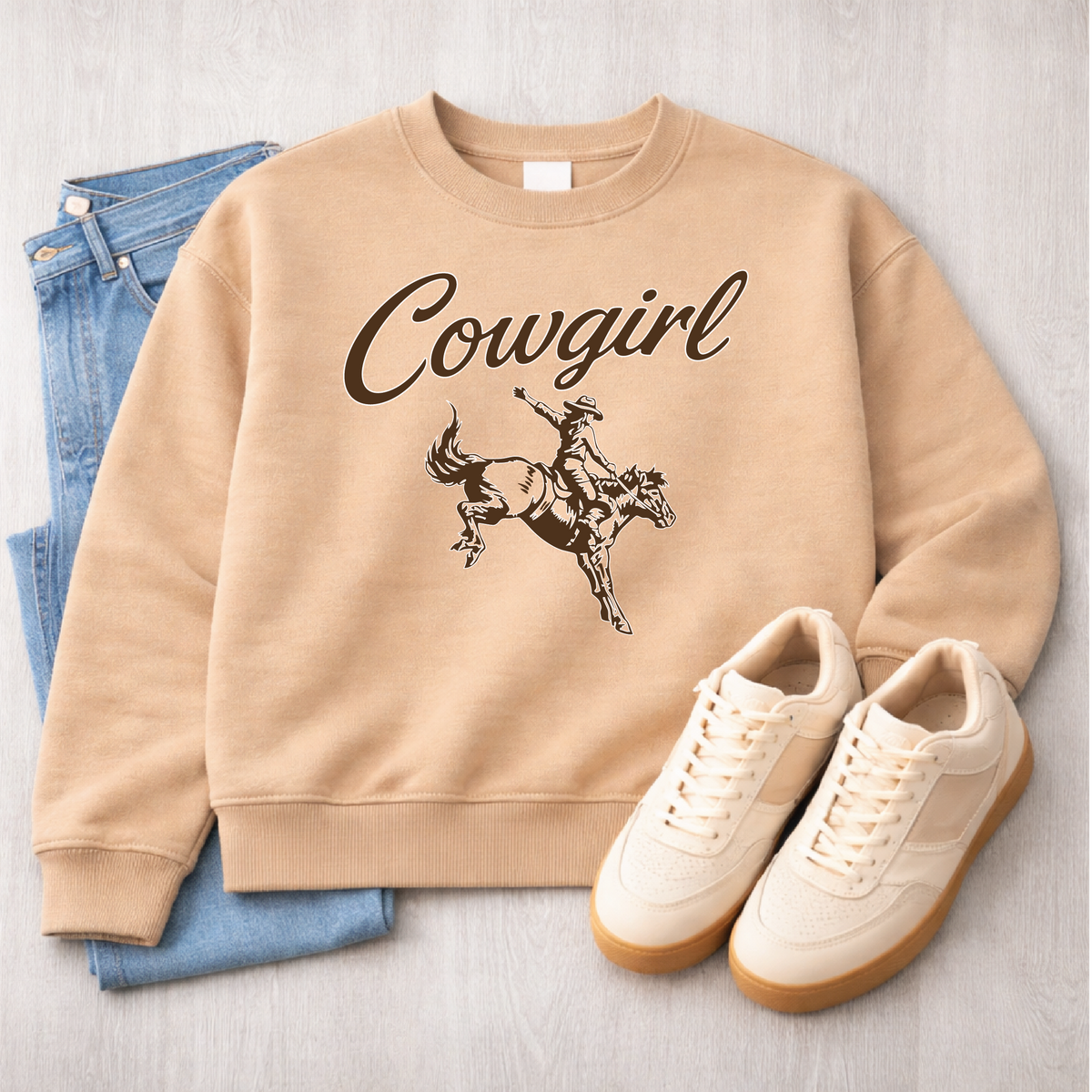 Ridin' Cowgirl Sweatshirt Graphic Design Sweatshirt Independent Trading Company 