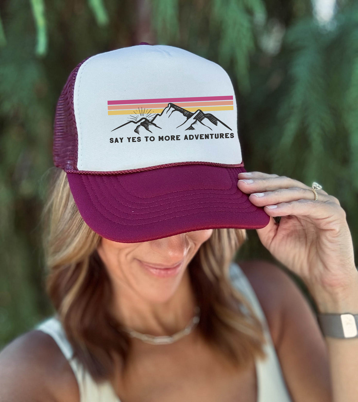 Say yes to more adventures foam trucker hat Hat Buck wholesale foam trucker 