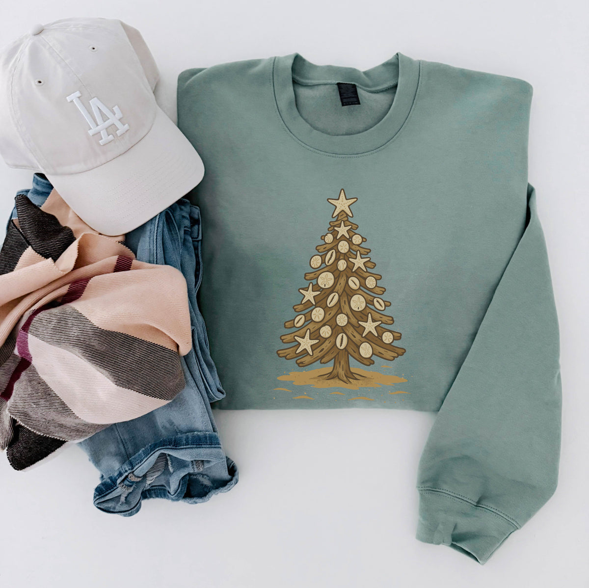 Seashell holiday tree sweatshirt fall Lane seven 