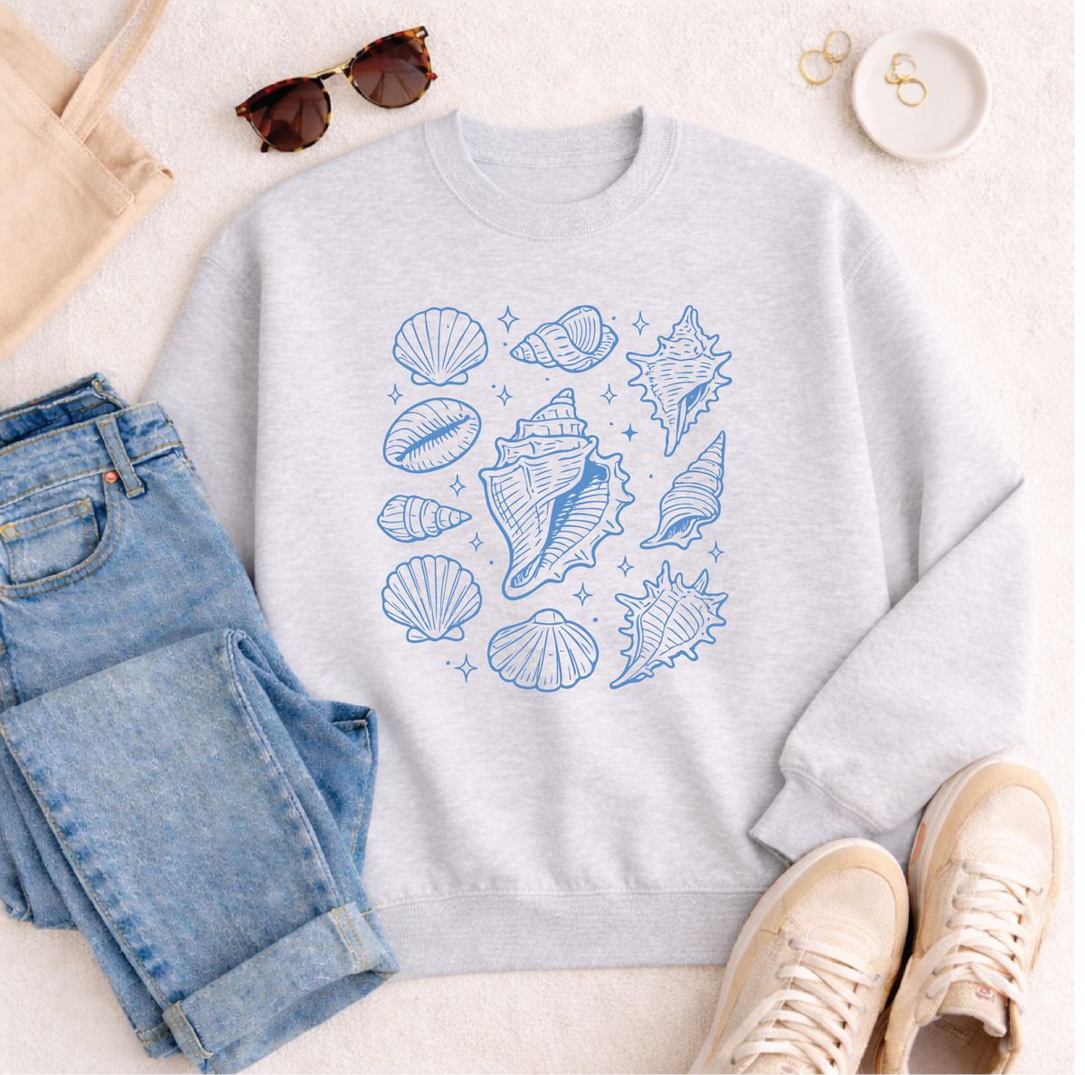 Seashells Sweatshirt Graphic Design Sweatshirt Lane Seven 