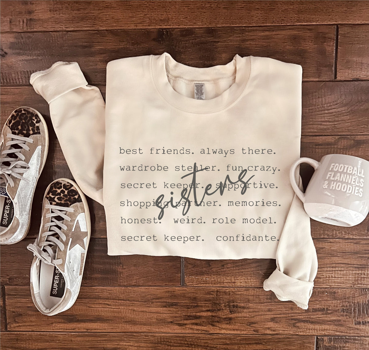 Sisters words sweatshirt Mom collection Gildan 18000 sweatshirt 