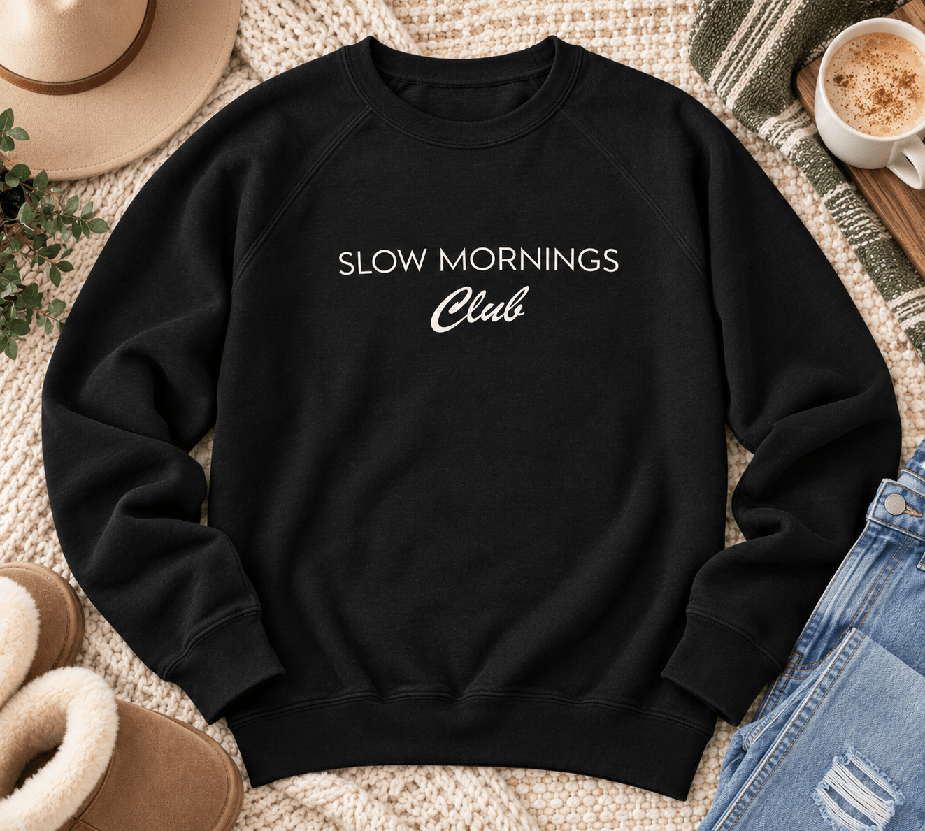 Slow Mornings Club French Terry Sweatshirt christmas Lane Seven 