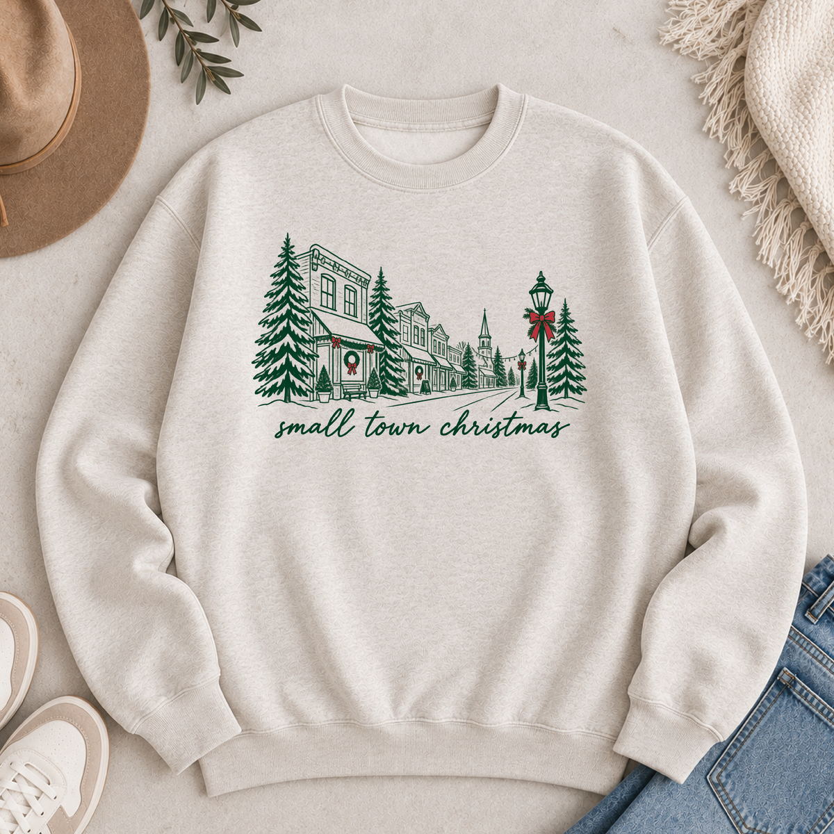 Small Town Christmas Sweatshirt christmas Lane Seven 