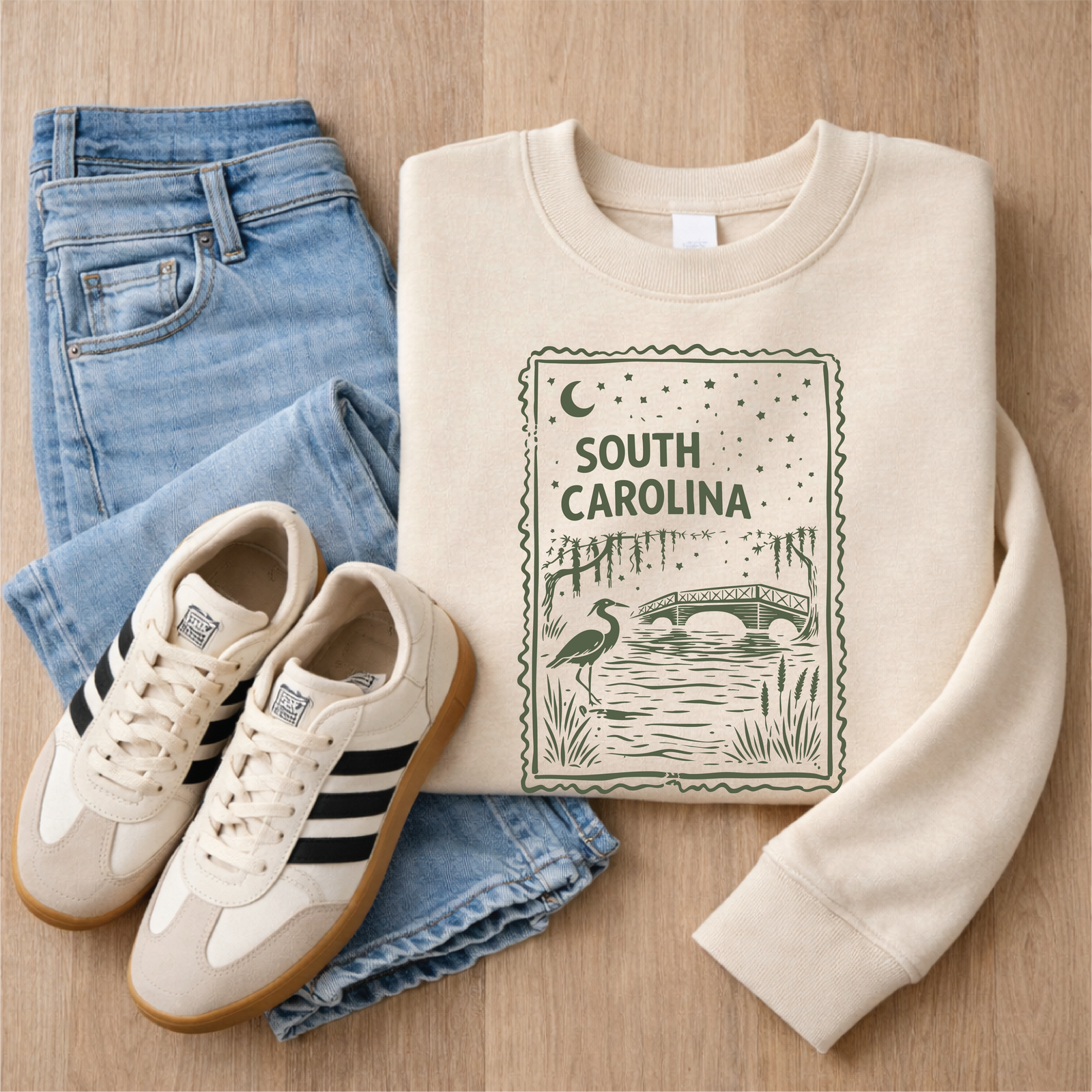South Carolina Stamp Sweatshirt Graphic Design Sweatshirt Lane Seven 