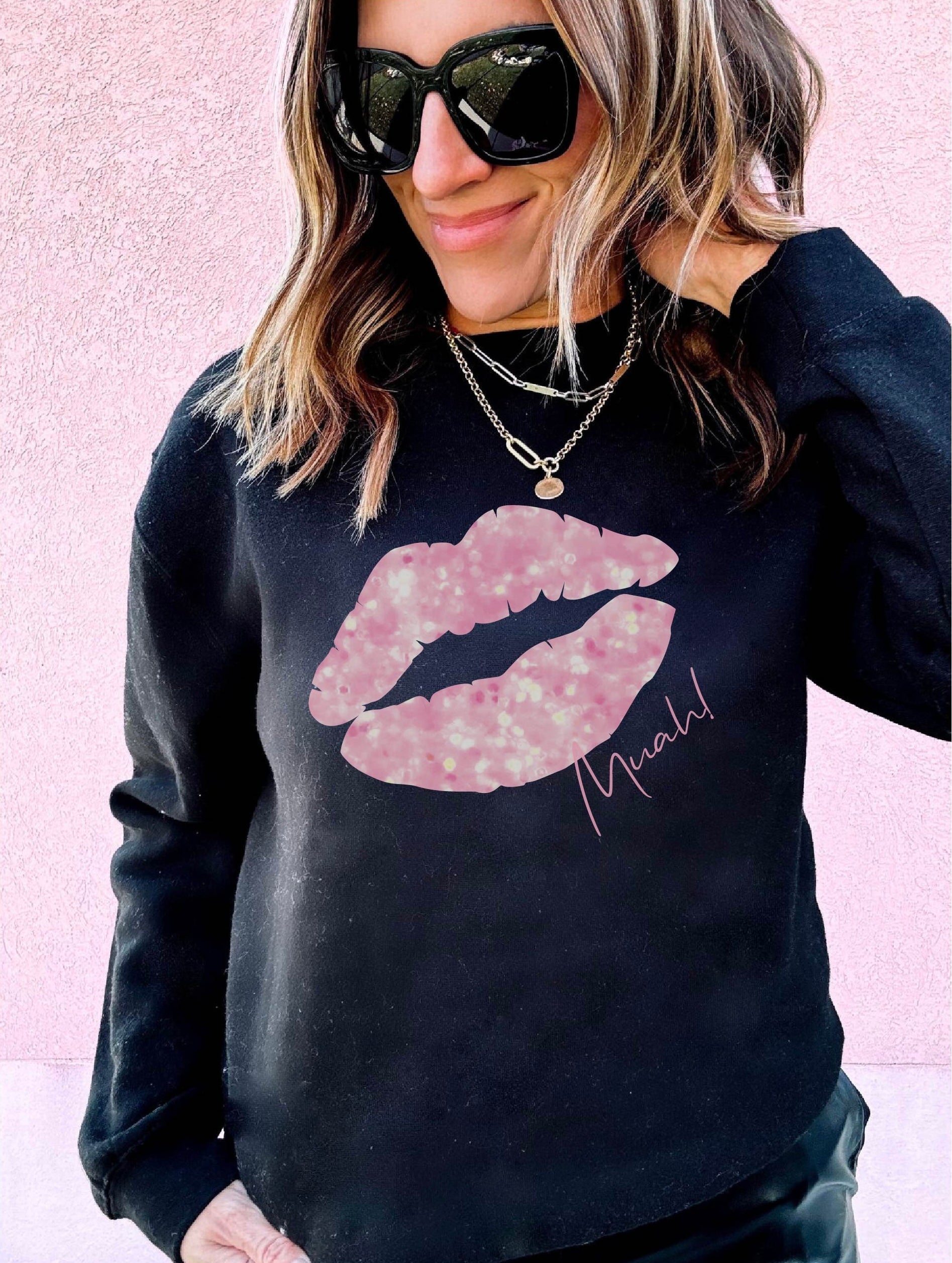 Sparkle kiss basic sweatshirt Valentines Gildan 18000 sweatshirt 