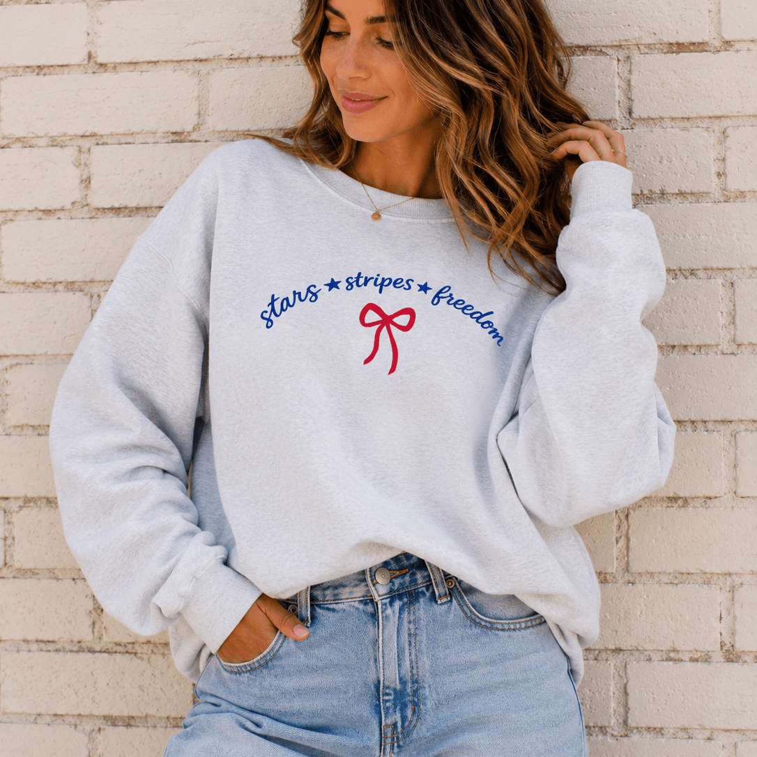 Stars, Stripes, &amp; Freedom Sweatshirt Graphic Design Sweatshirt Lane Seven 