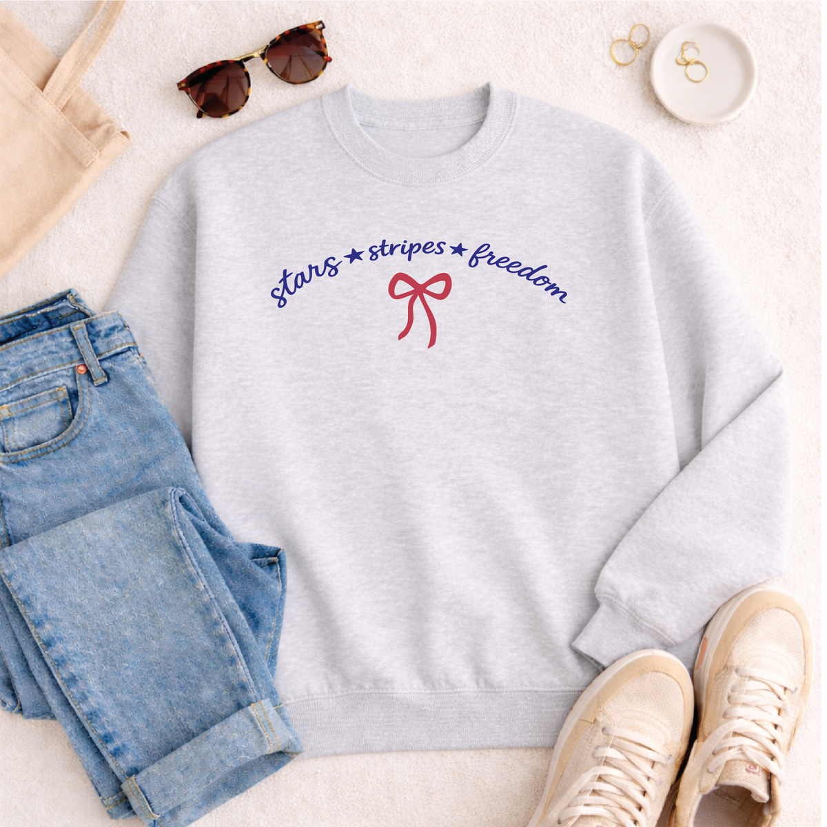 Stars, Stripes, &amp; Freedom Sweatshirt Graphic Design Sweatshirt Lane Seven 