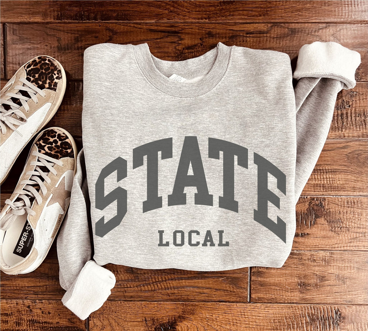 State local sweatshirt State Gildan softstyle(sf000), lane seven premium(grey) XS Athletic heather grey 