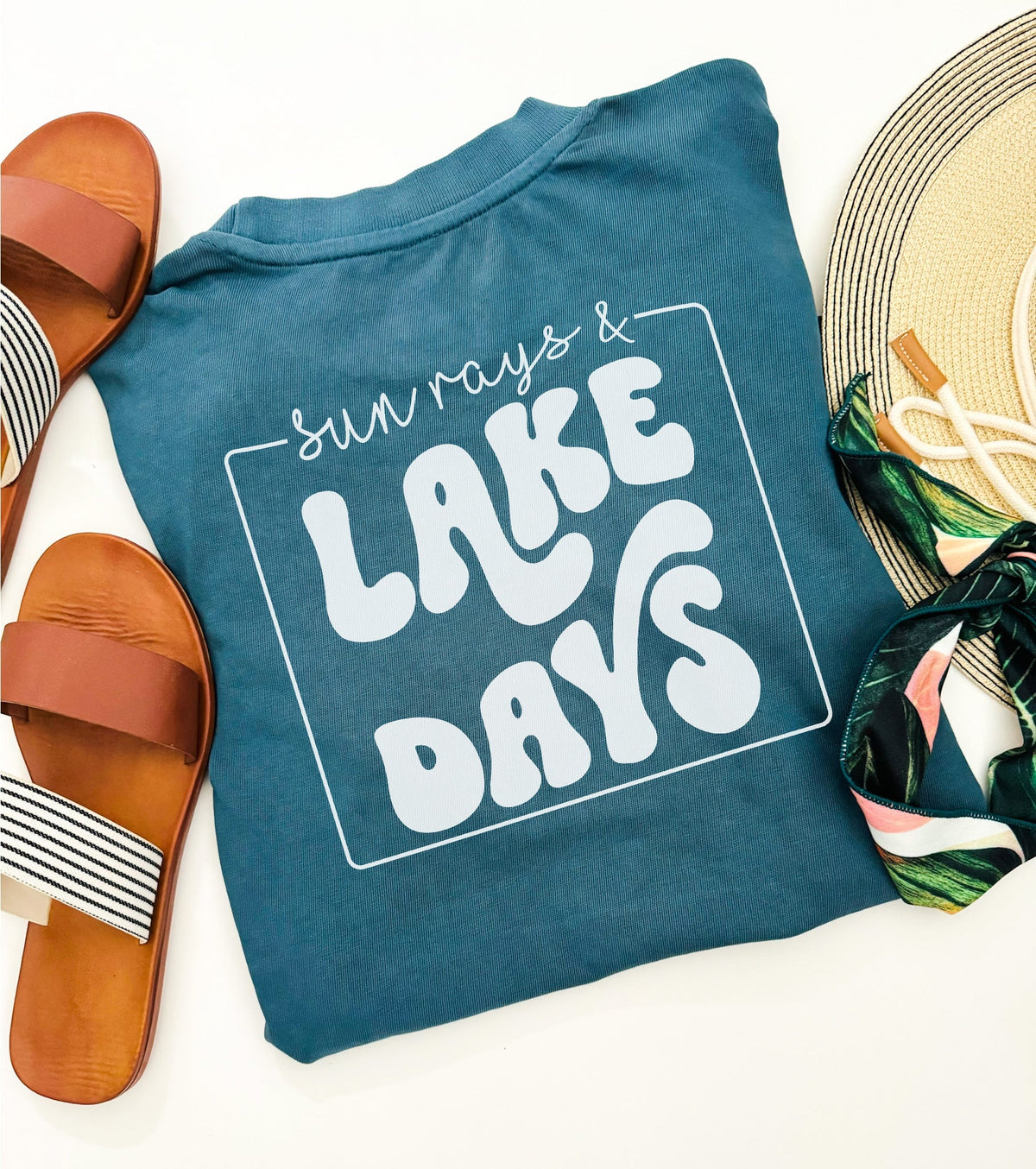 Sun rays and lake days back print urban tee Short sleeve St patty day tee Lane seven urban tee 15001 