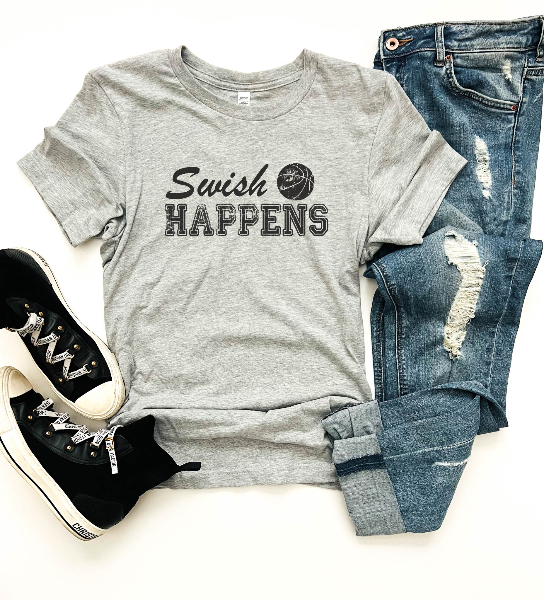 Swish happens tee words Bella canvas 3001 