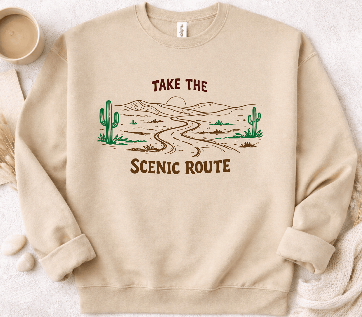 Take the Scenic Route Sweatshirt Graphic Design Sweatshirt Tultex 