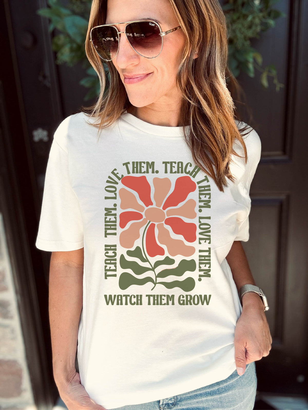 Teach them love them heavyweight tee teacher, back to school Lane seven heavyweight tee 