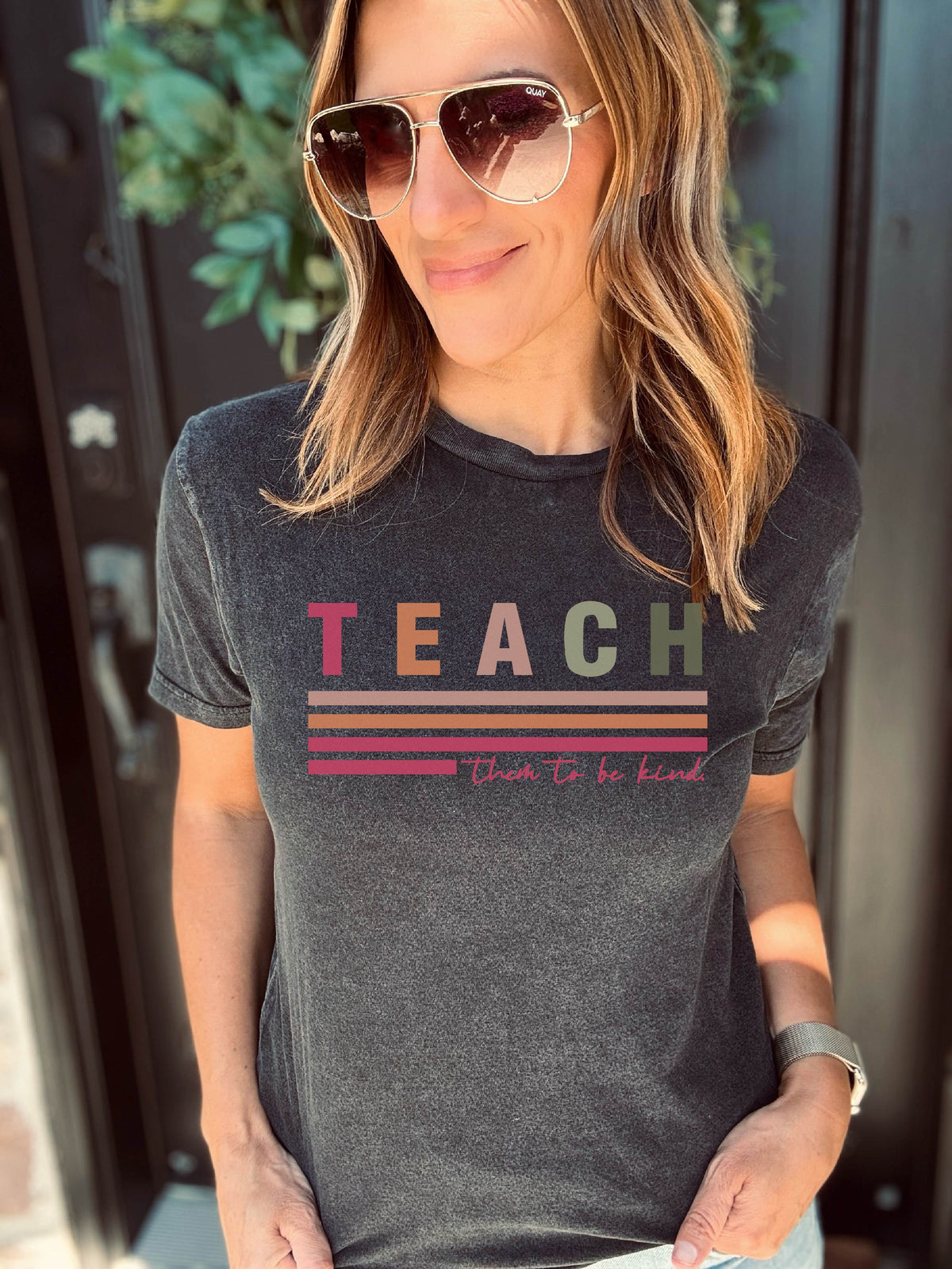 Teach them to be kind vintage wash tee Inspirational tee Lane seven vintage black tee 
