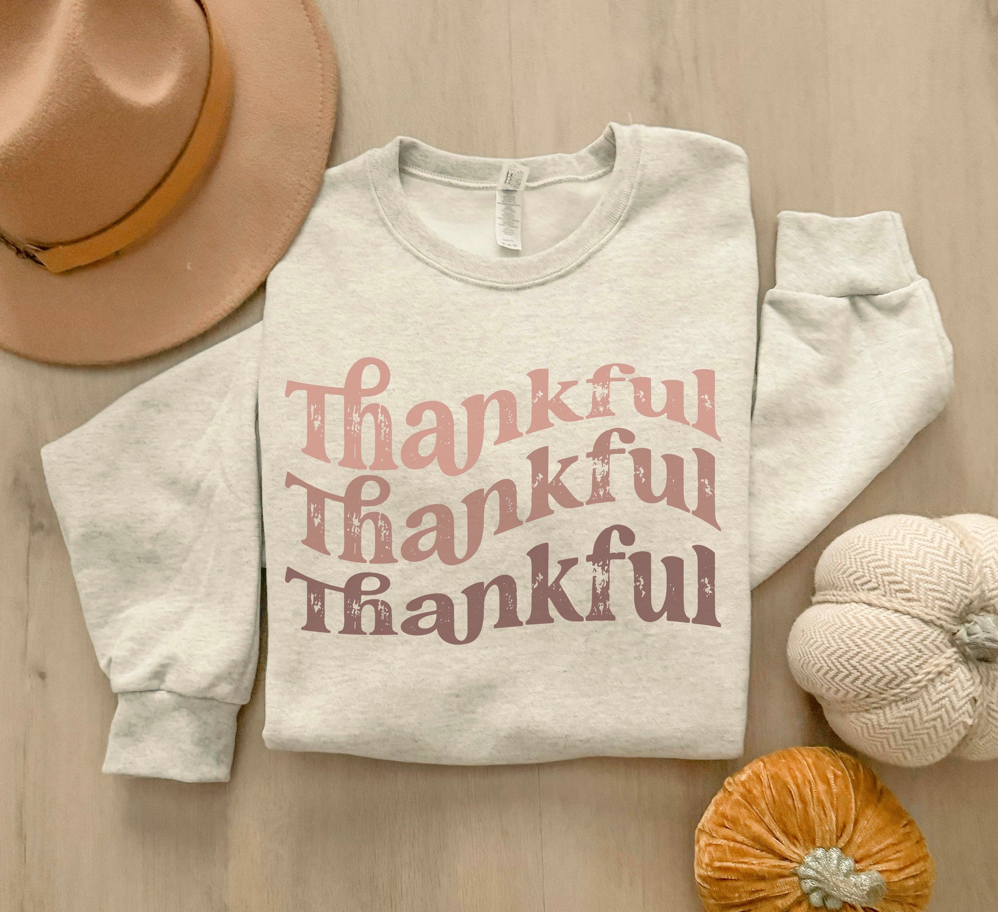 Thankful multi basic fleece sweatshirt Thanksgiving Jerzees 562MR 