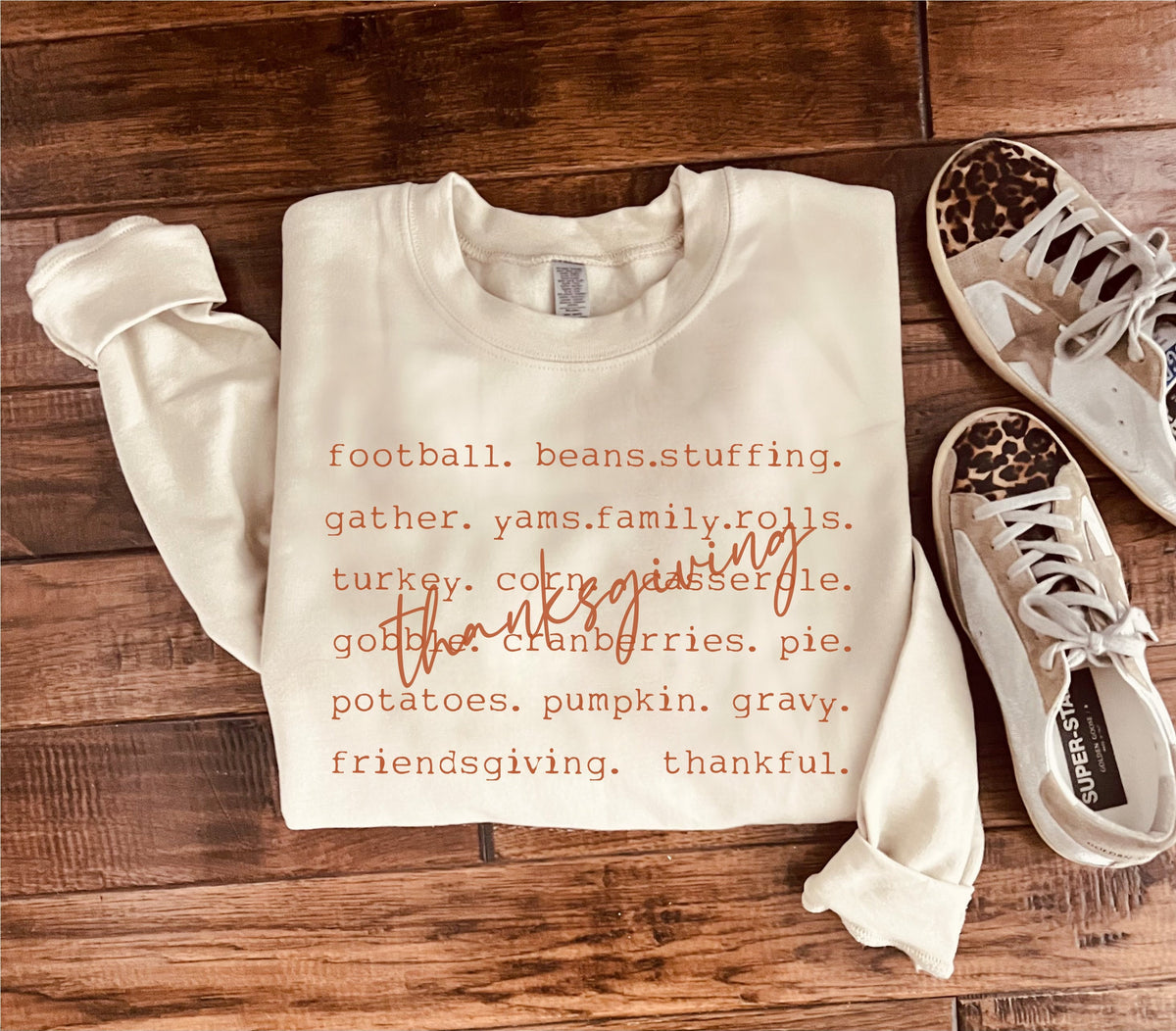 Thanksgiving words basic sweatshirt Thanksgiving collection Gildan 18000 sweatshirt 
