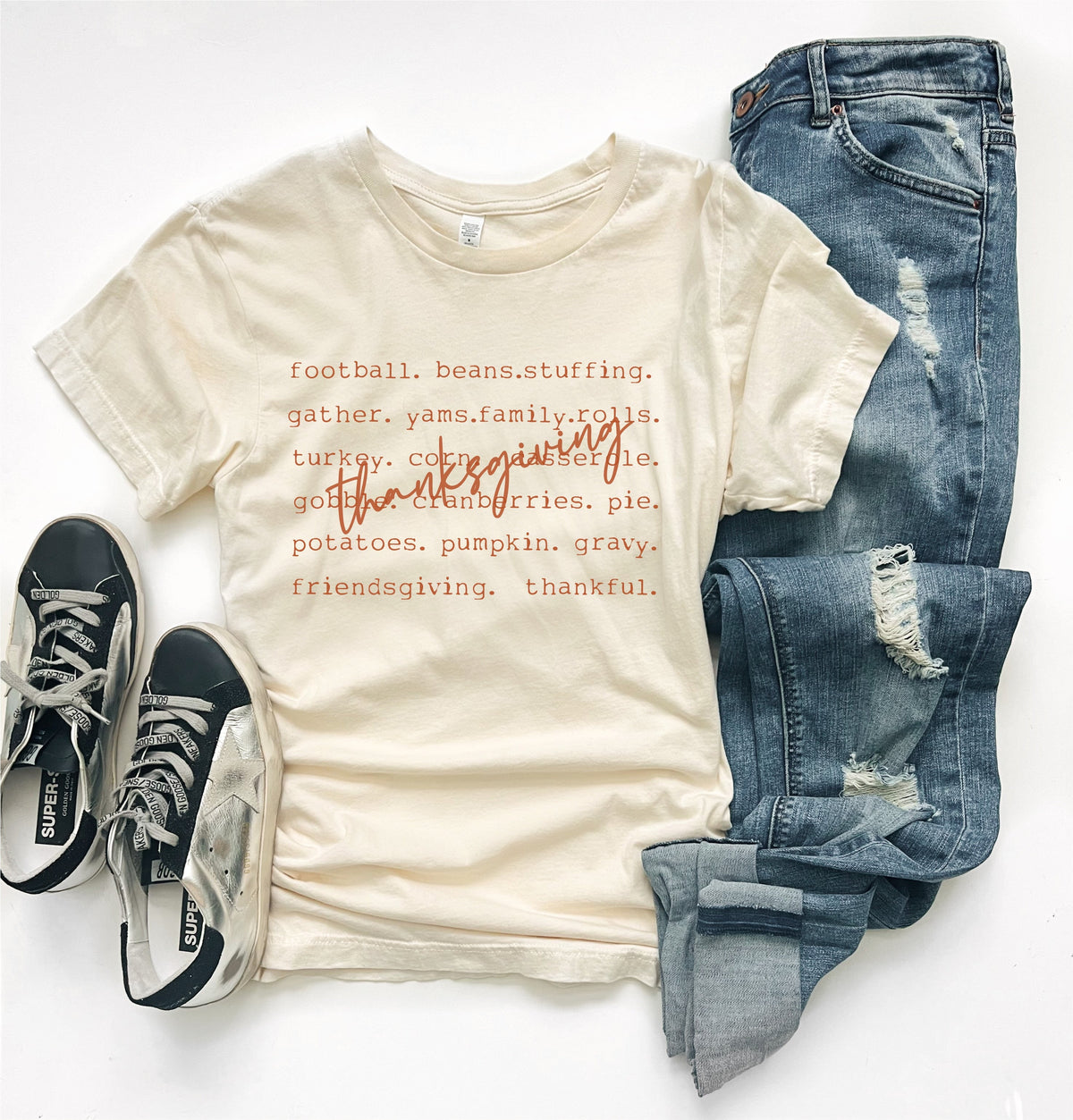 Thanksgiving words tee Thanksgiving collection Bella canvas 3001 