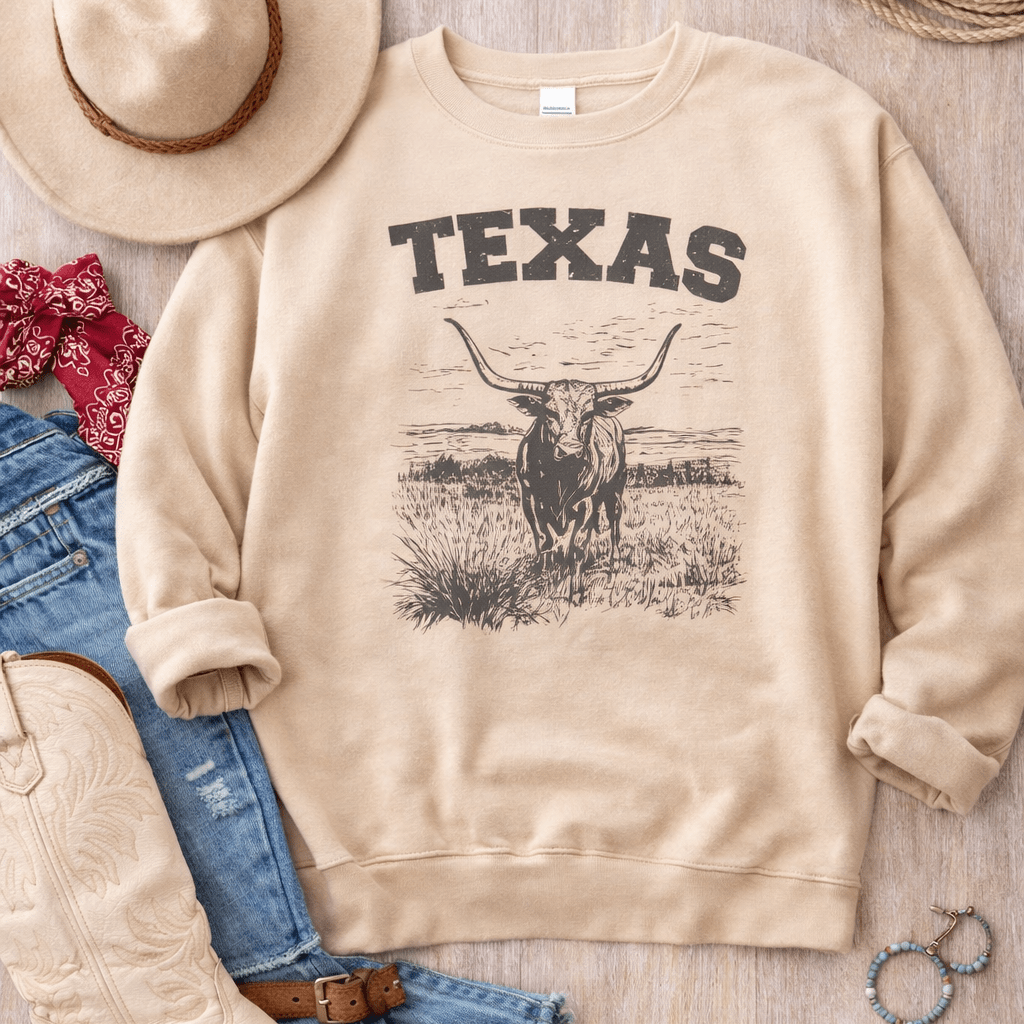 The Texas Longhorn Sweatshirt Graphic Design Sweatshirt Lane Seven 