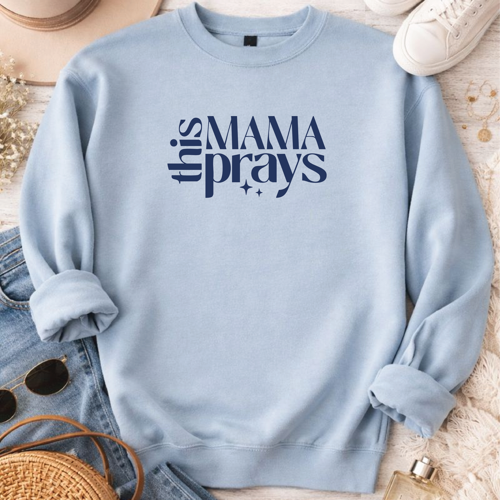 This Mama Prays Sweatshirt Graphic Design Sweatshirt Gildan 
