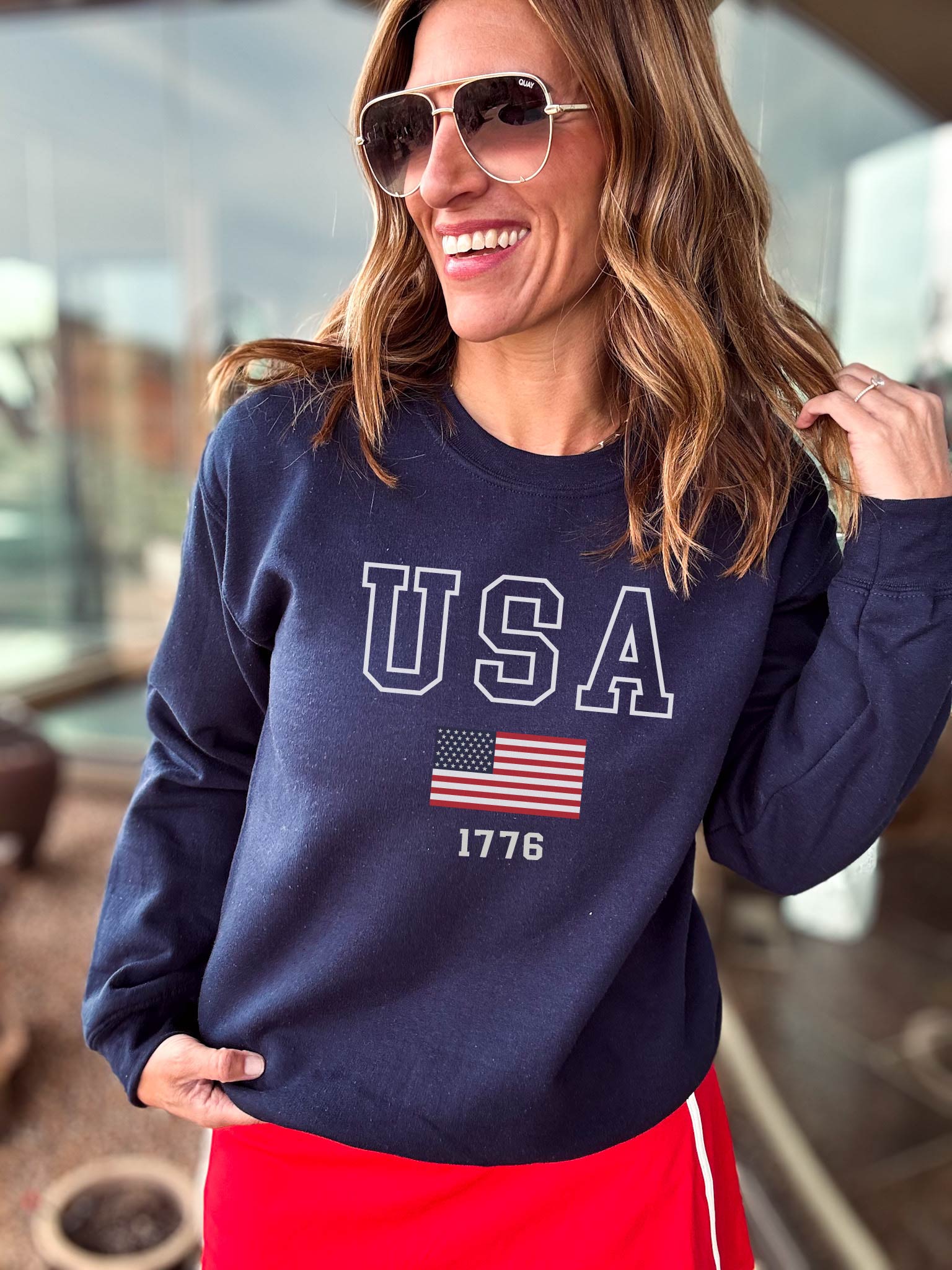 USA flag 1776 fleece sweatshirt Patriotic Tultex fleece 340 