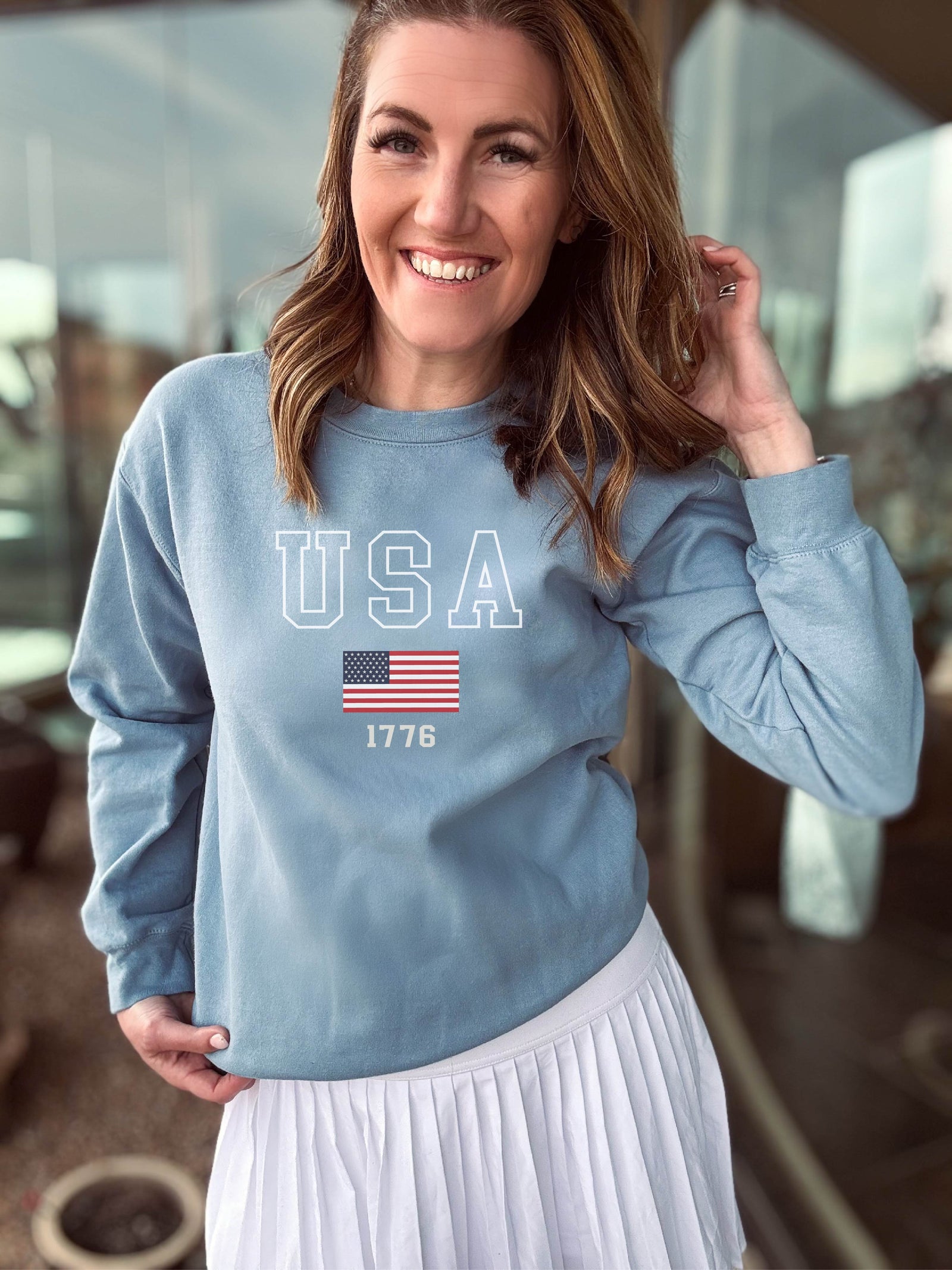 USA flag 1776 fleece sweatshirt Patriotic Tultex fleece 340 