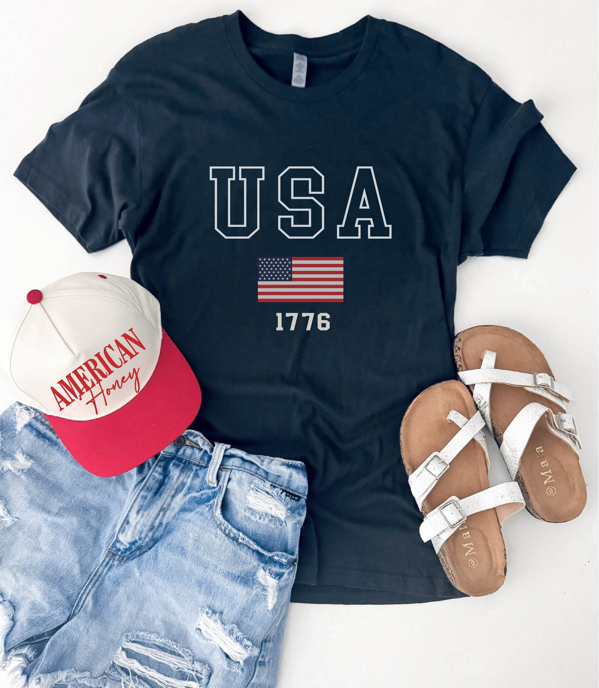 USA flag 1776 tee Short sleeve patriotic tee Lane seven 