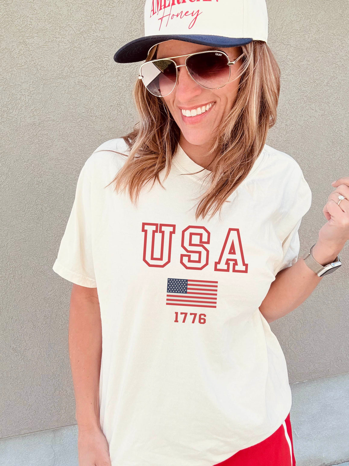 USA flag 1776 tee Short sleeve patriotic tee Lane seven 