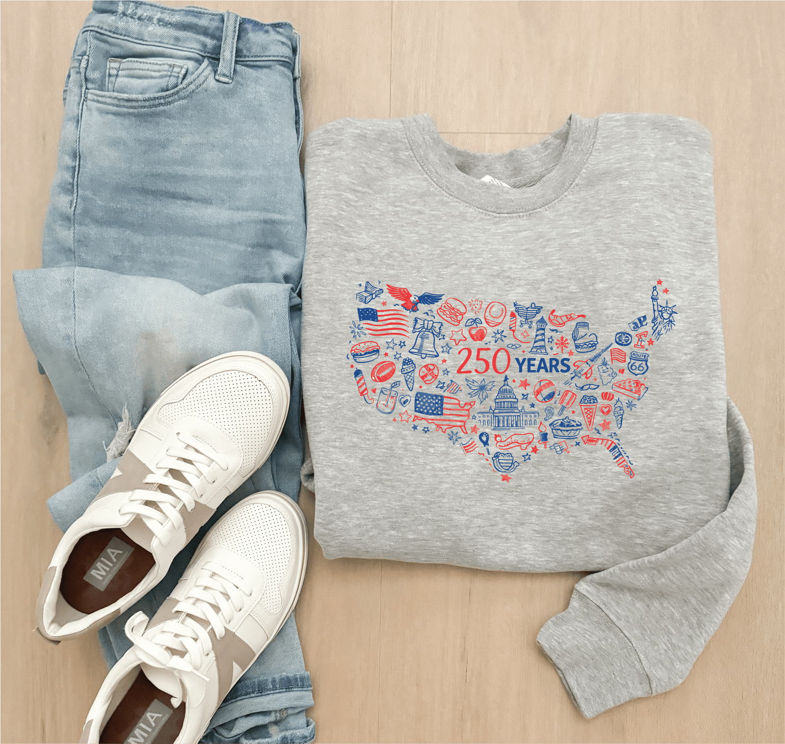 USA map sketch 250 years sweatshirt patriotic Lane seven 