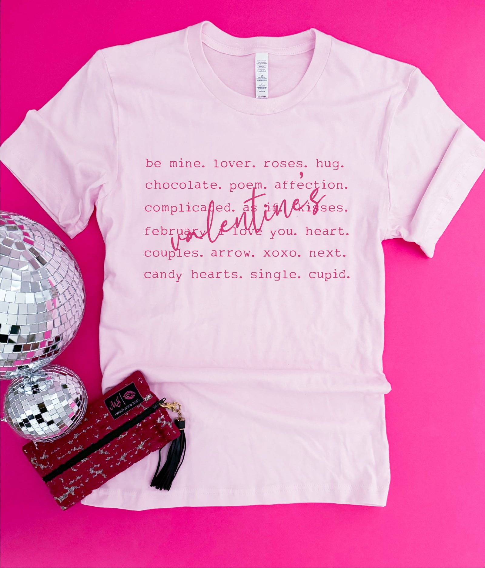 Valentine's words tee Short sleeve valentines day tee Bella Canvas 3001 