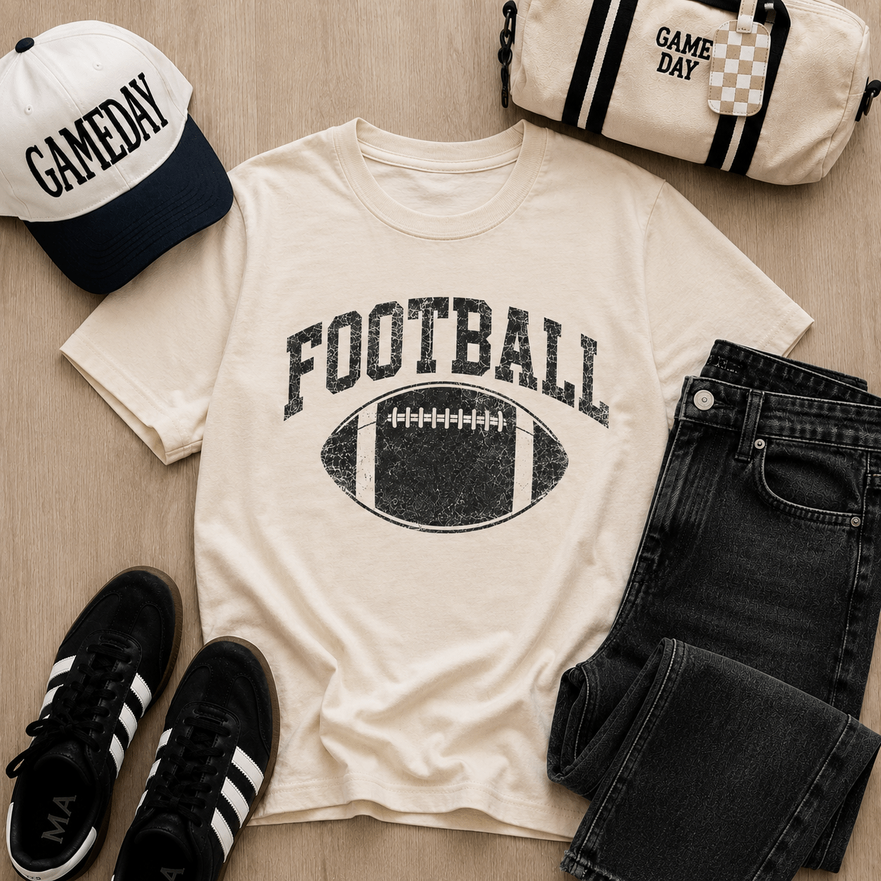 Vintage football heavyweight tee football Lane seven natural 