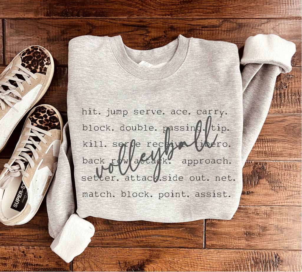 Volleyball words basic sweatshirt Sports collection, volleyball Gildan 18000 sweatshirt 