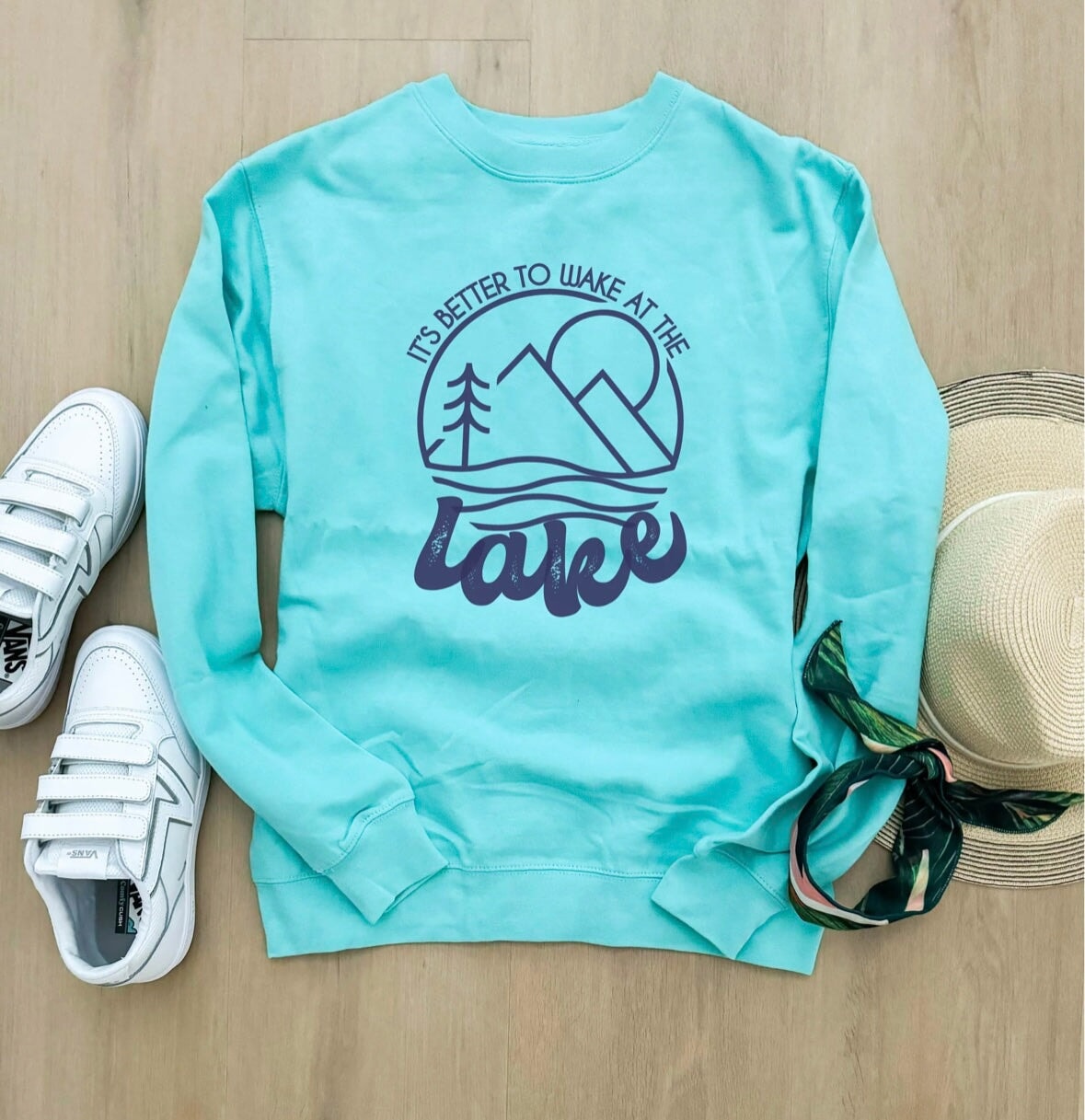 Wake at the lake fleece sweatshirt Adventure Independent Trading company lightweight sweatshirt 