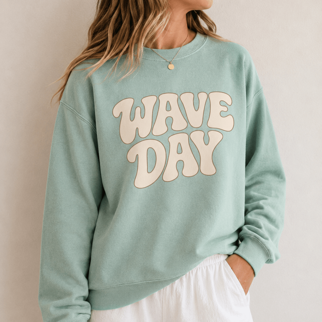 Wave Day Sweatshirt Graphic Design Sweatshirt Lane Seven 