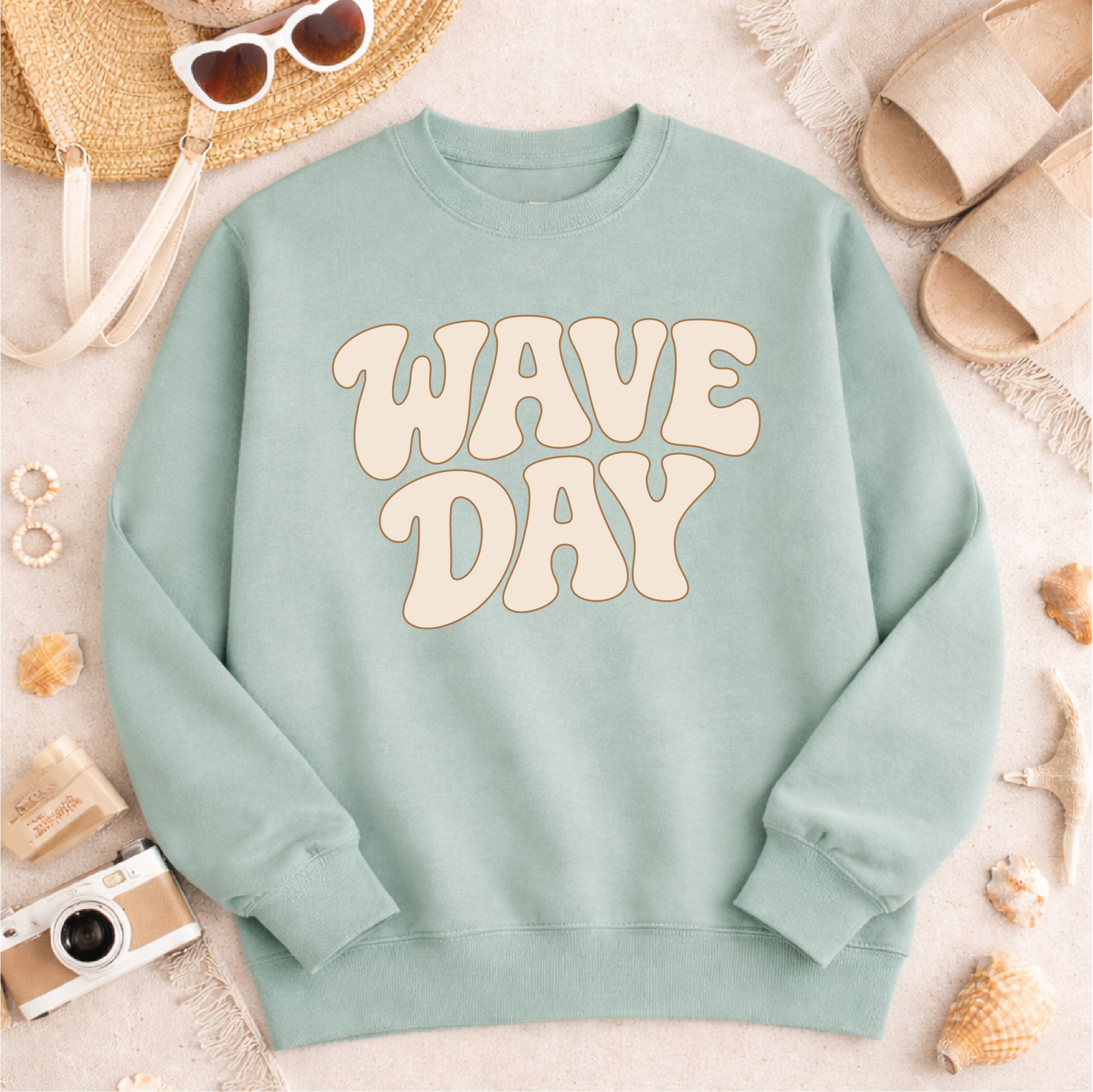 Wave Day Sweatshirt Graphic Design Sweatshirt Lane Seven 