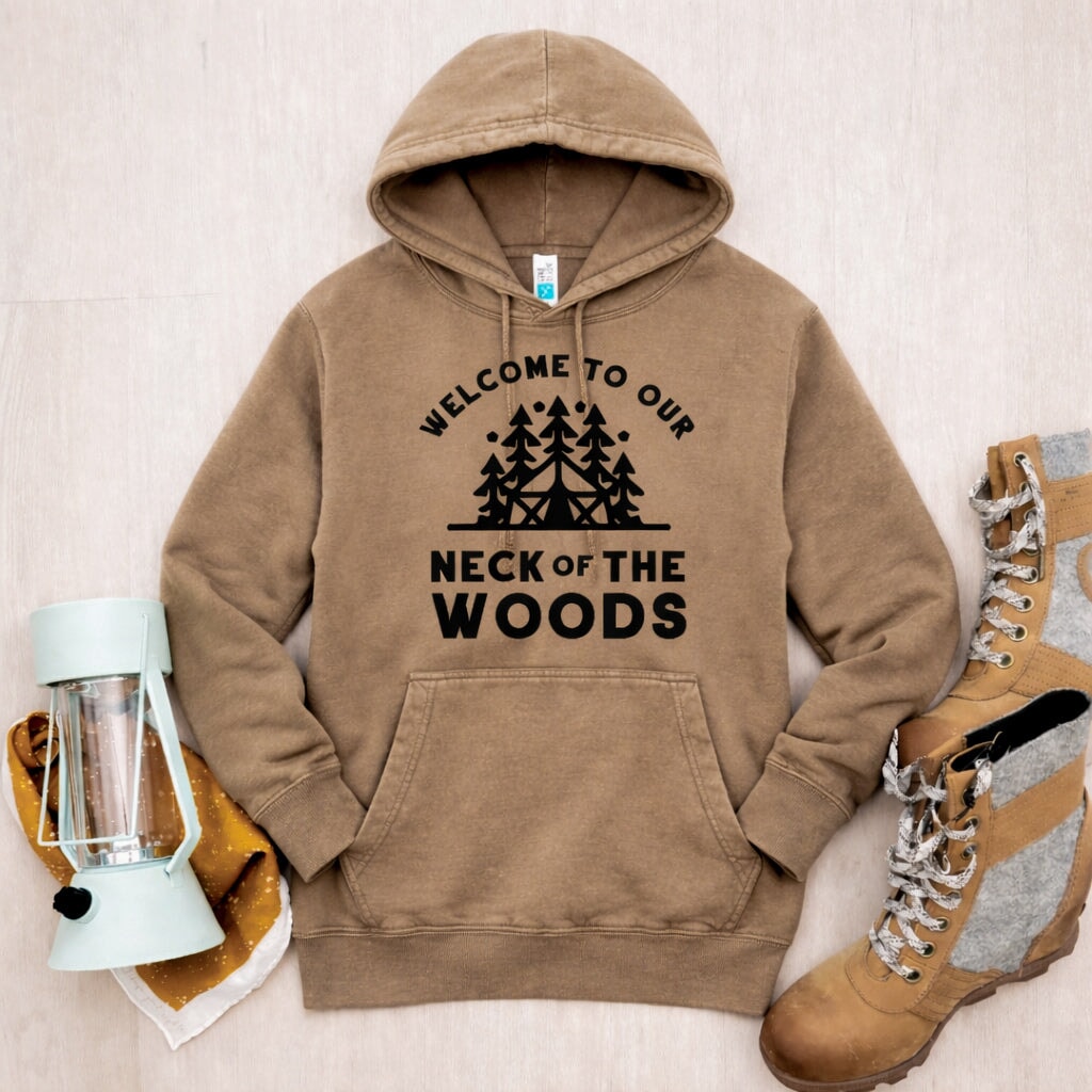 Welcome to our neck of the woods vintage wash hoodie Adventure Lane Seven vintage hoodie 