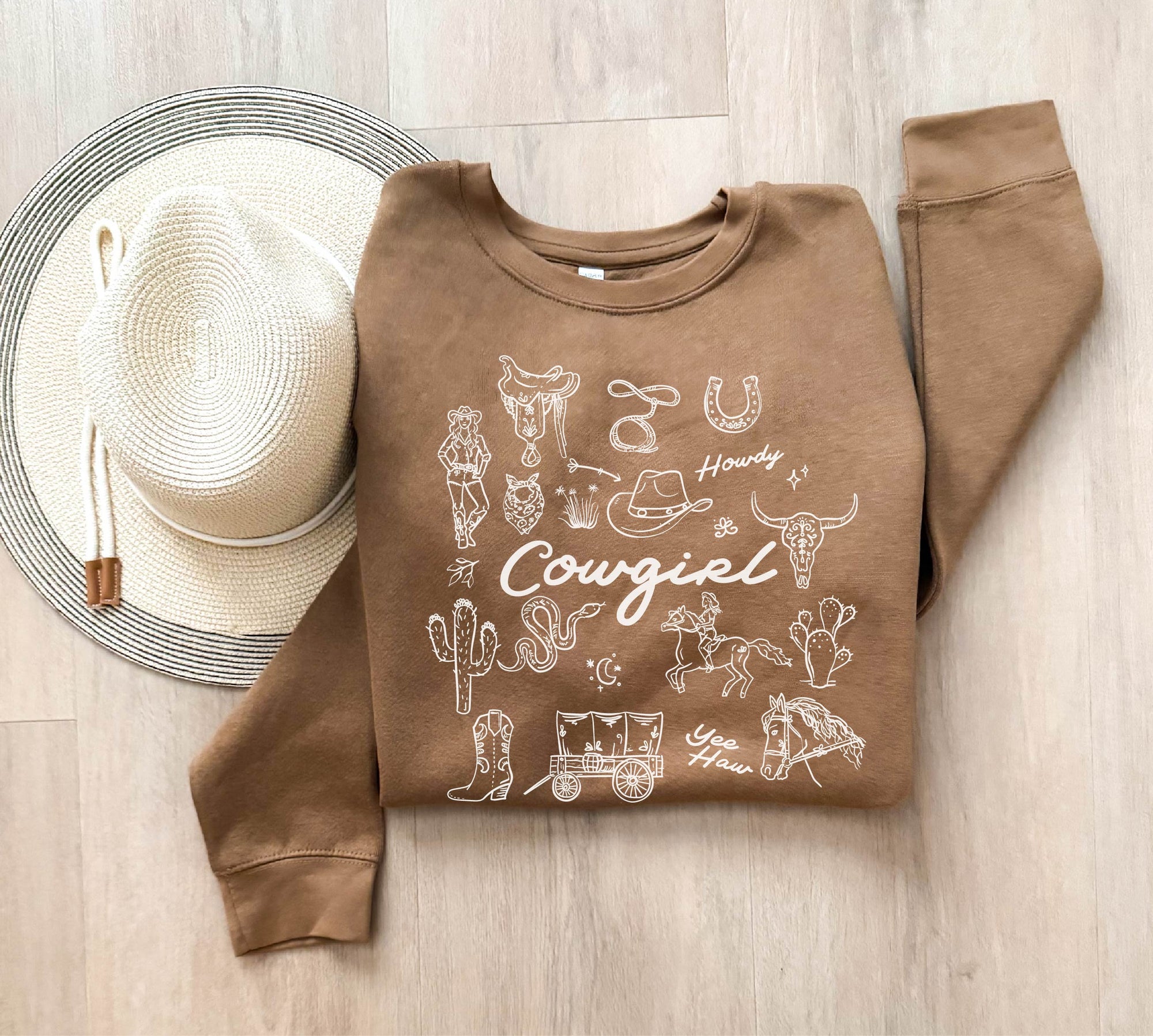 Whimsical Cowgirl collage sweatshirt western LAT 