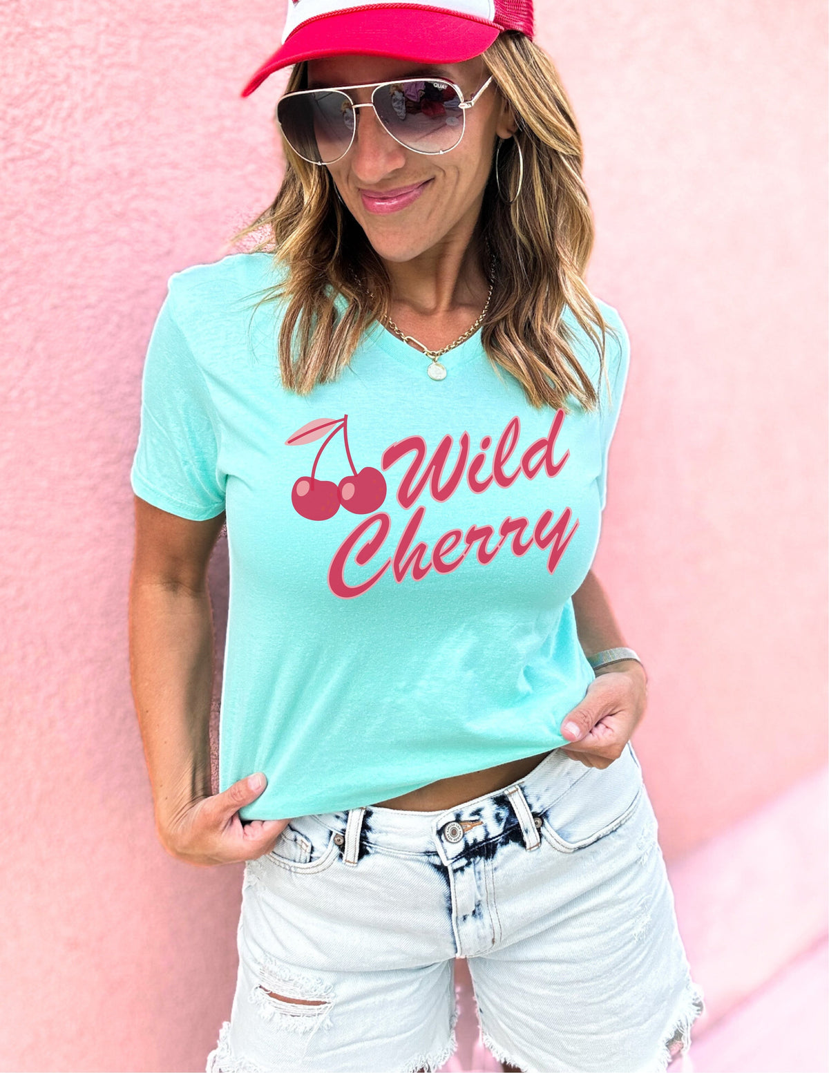 Wild cherry vneck tee Summer Cotton heritage MC1047 vneck tee 