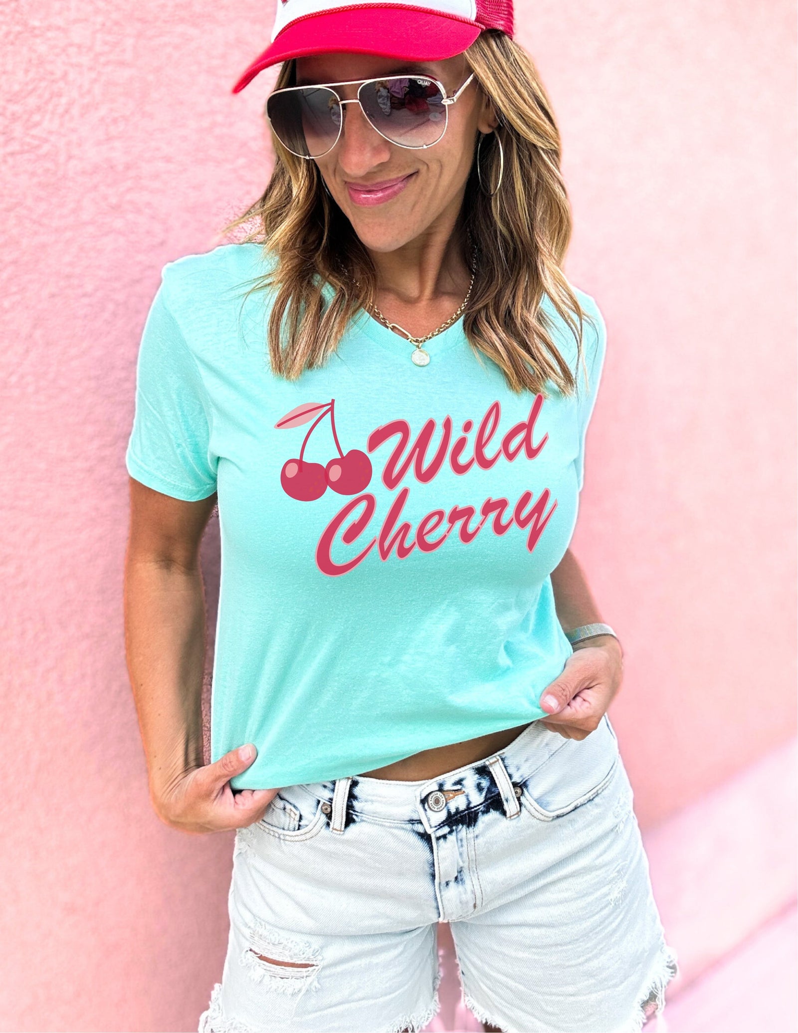 Wild cherry vneck tee Summer Cotton heritage MC1047 vneck tee 