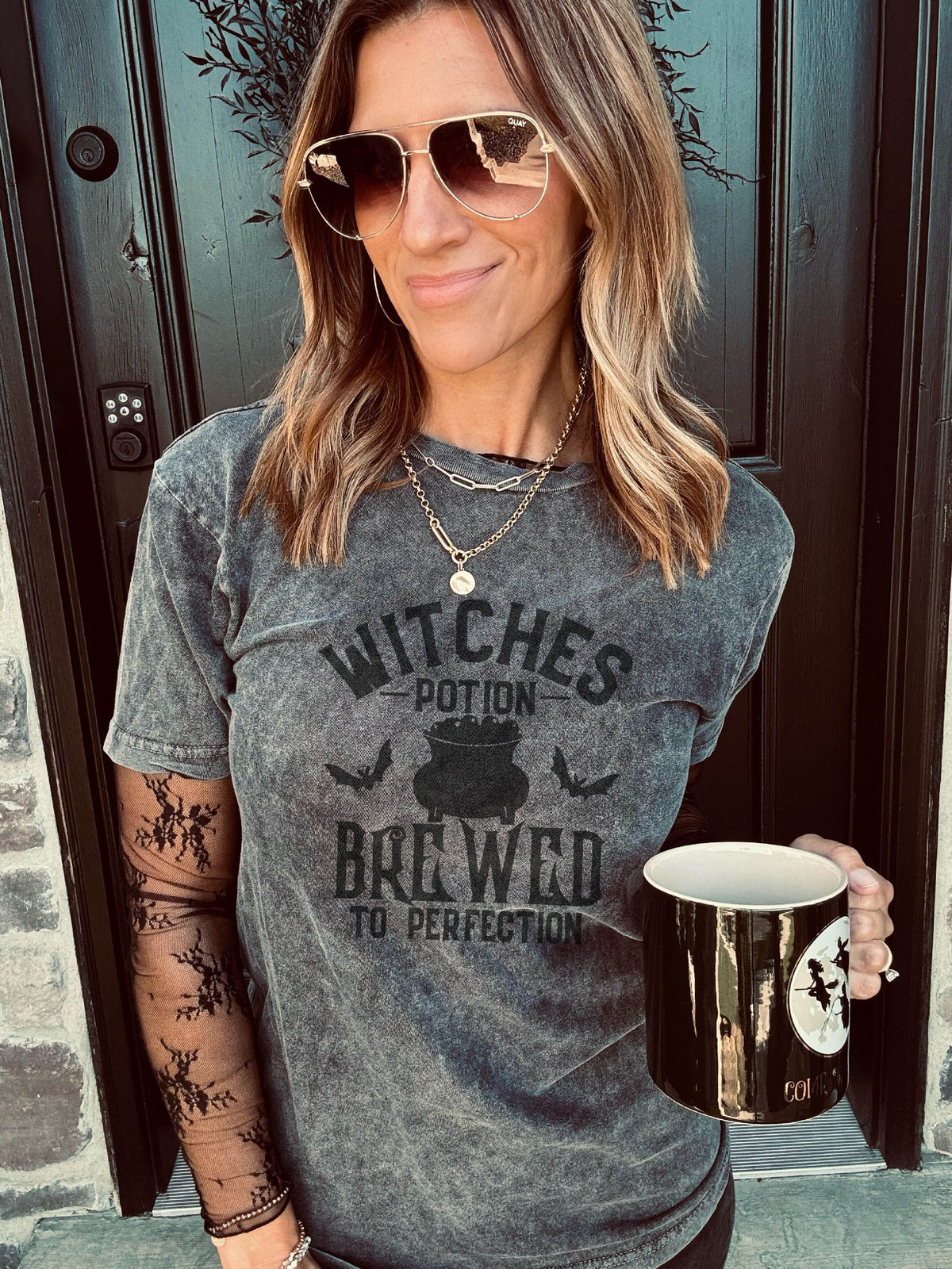 Witches potion vintage wash tee Halloween Lane Seven Vintage Zinc 