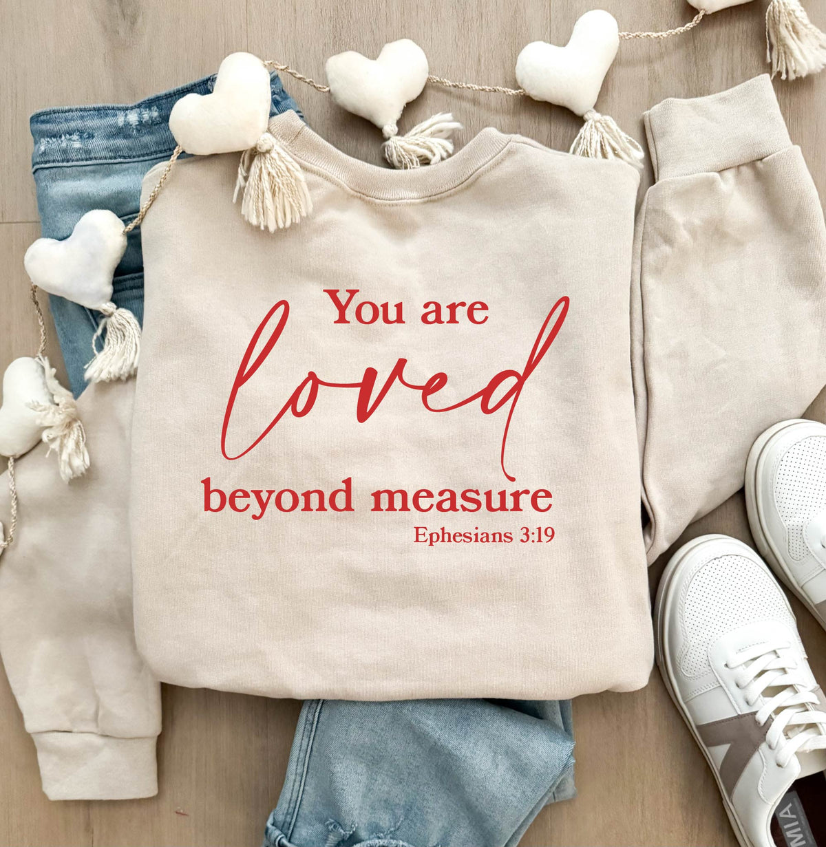 You are loved beyond measure back print basic sweatshirt Valentines Gildan 18000 sweatshirt 