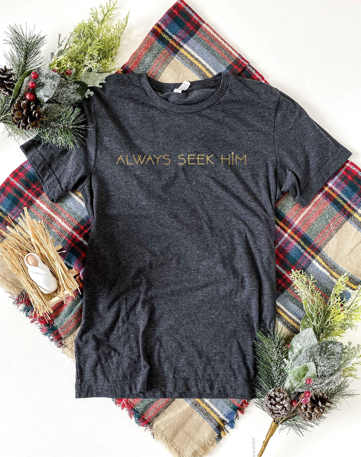 Always Seek Him tee Short sleeve holiday tee Bella Canvas 3001 