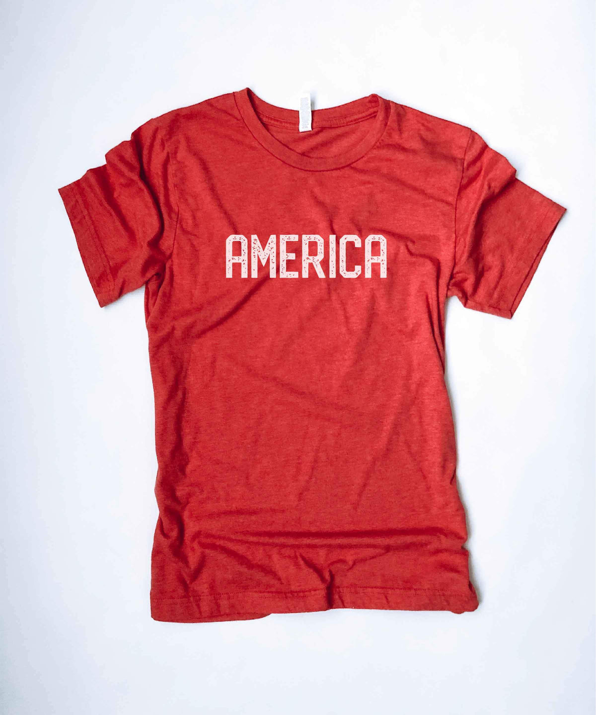 America blockletter tee Short sleeve patriotic tee Bella Canvas 3001 XS Heather red 