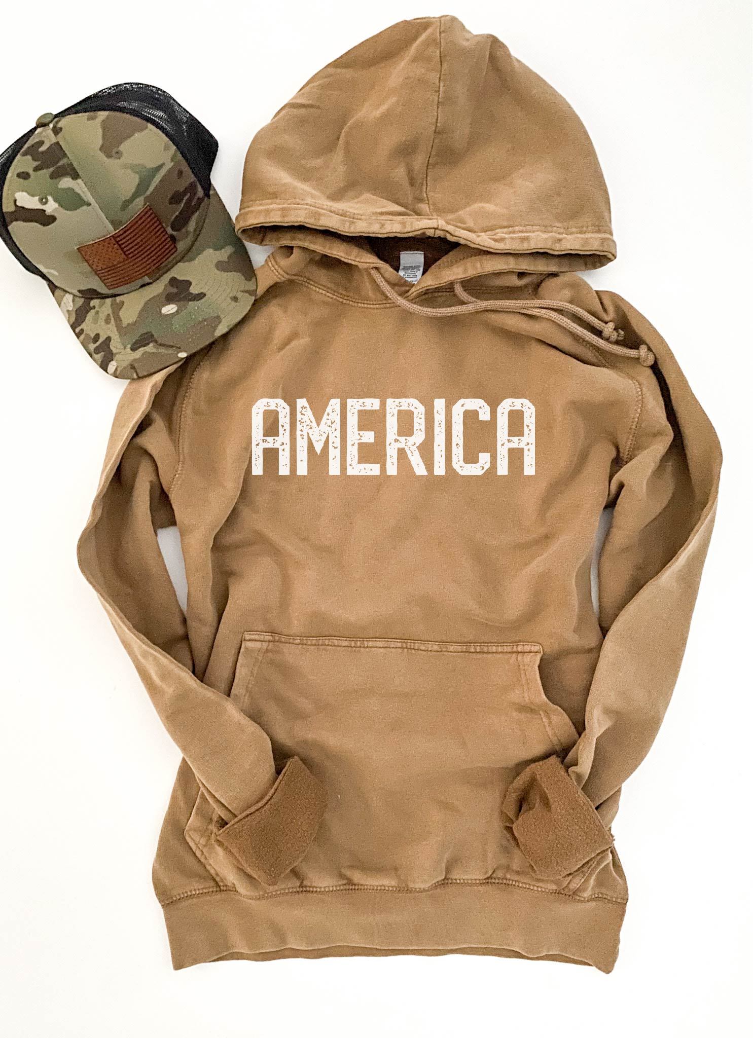 America blockletter vintage wash hoodie Patriotic hoodie Lane Seven vintage hoodie 