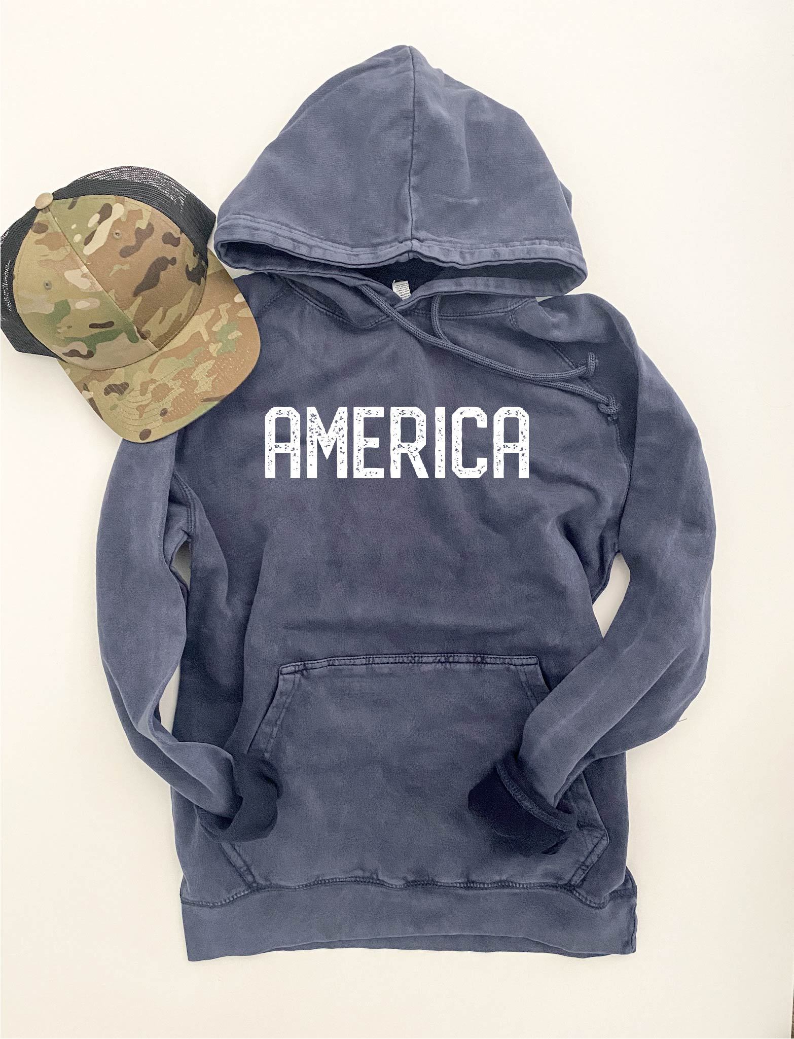 America blockletter vintage wash hoodie Patriotic hoodie Lane Seven vintage hoodie 