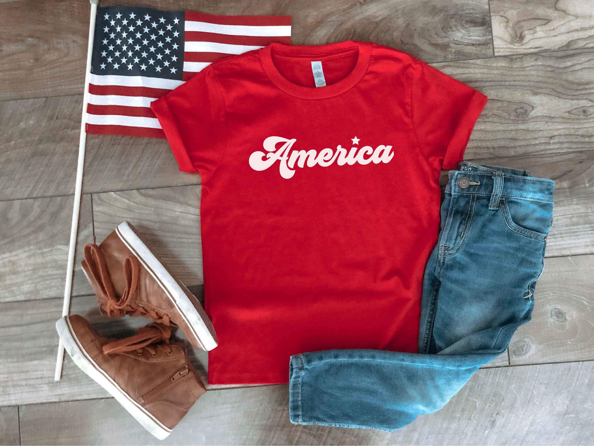 America kids tee Short sleeve patriotic kids tee Bella canvas 3001y 