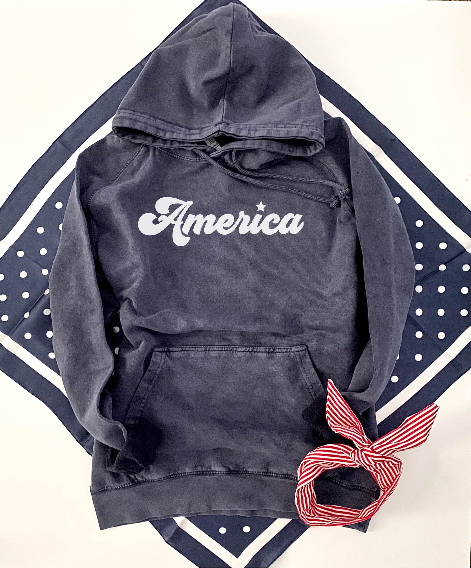 America script vintage wash hoodie Patriotic hoodie Lane Seven vintage hoodie 