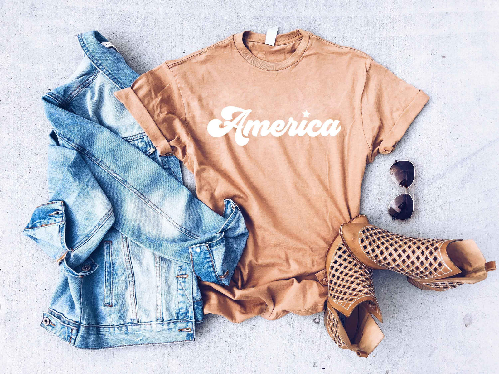 America script vintage wash tee Short sleeve patriotic tee Lane Seven vintage tee 