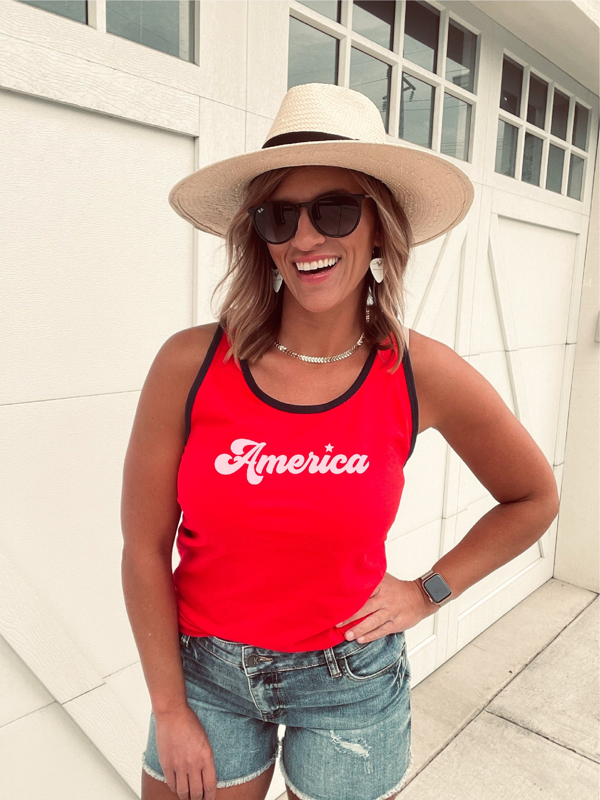 America unisex ringer tank Patriotic tank Cotton heritage m1792 