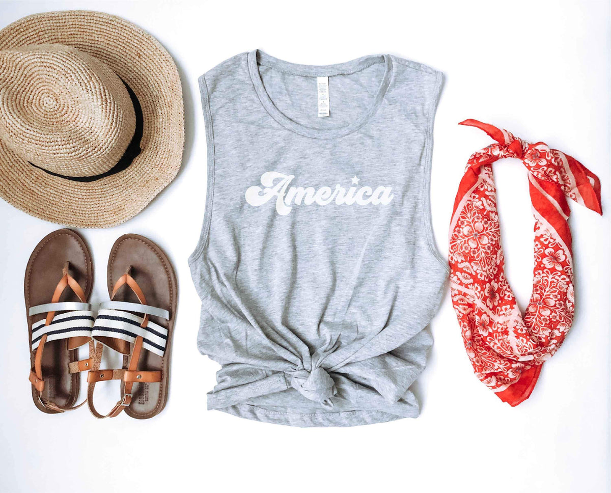 America women’s muscle tank Patriotic tank Bella Canvas 6003 